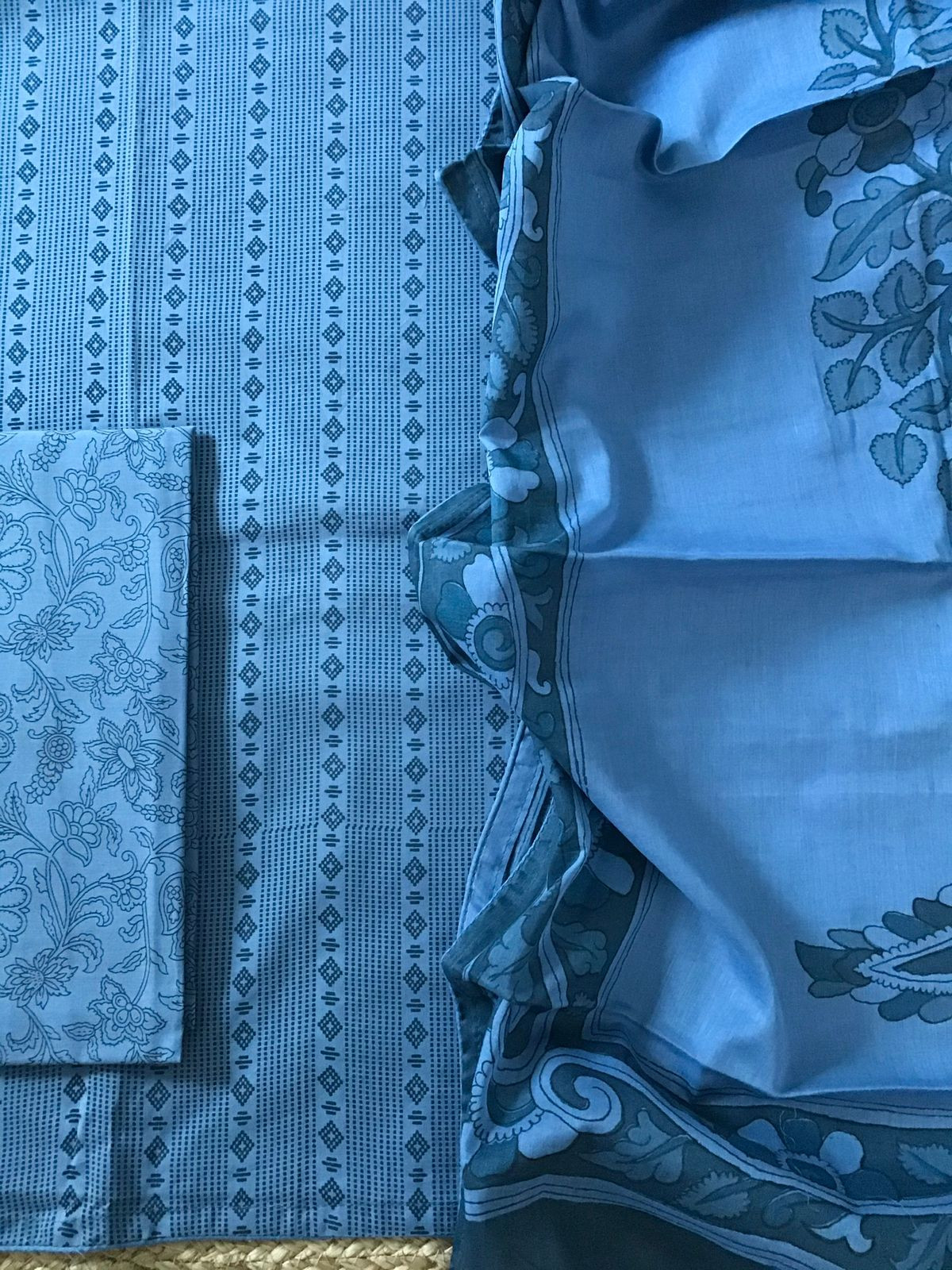 Pure Cotton Printed Suit - Blue