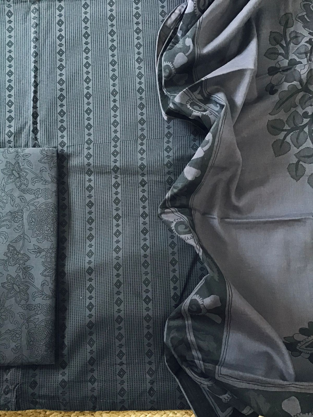 Pure Cotton Printed Suit - Black