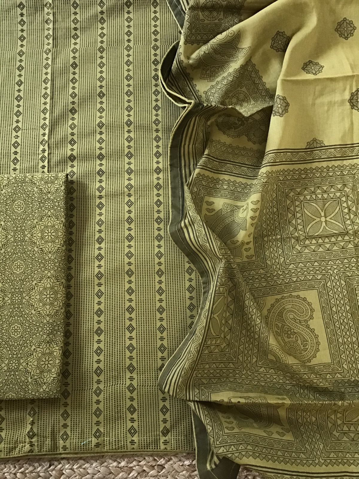 Pure Cotton Printed Suit - Green