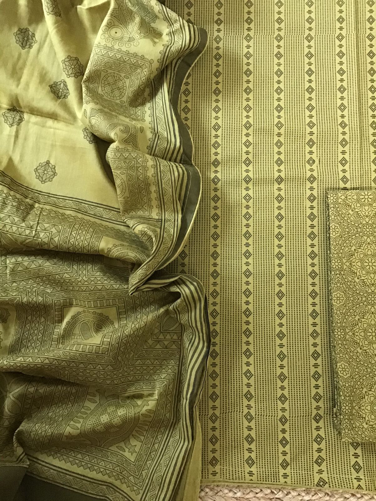 Pure Cotton Printed Suit - Green