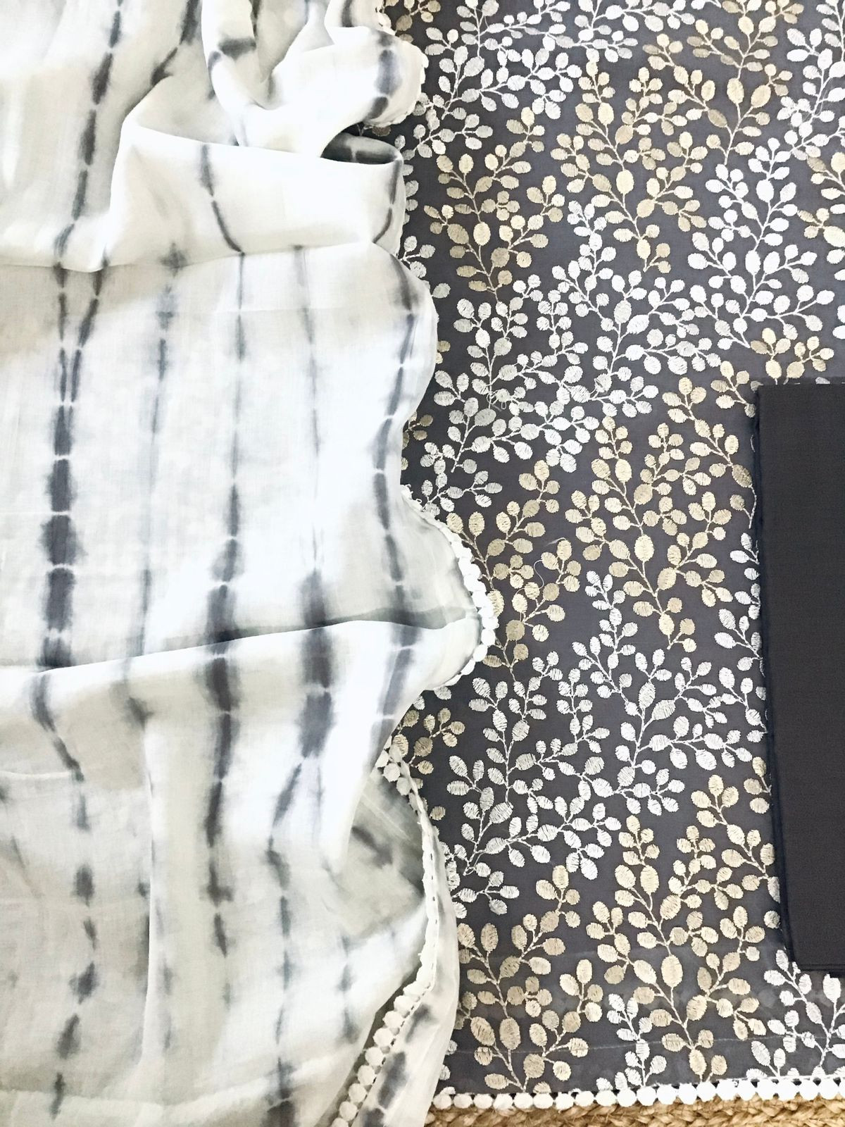 Pure Cotton Embroidered Suit - Grey