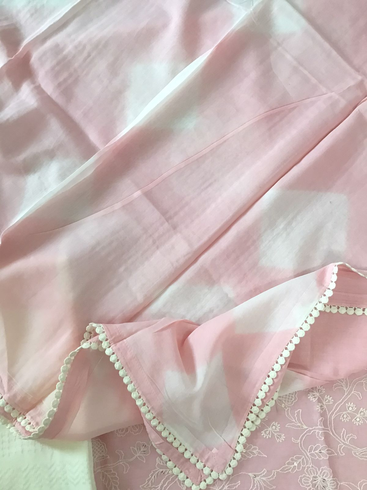 Soft Chanderi Embroidered Suit - Pink