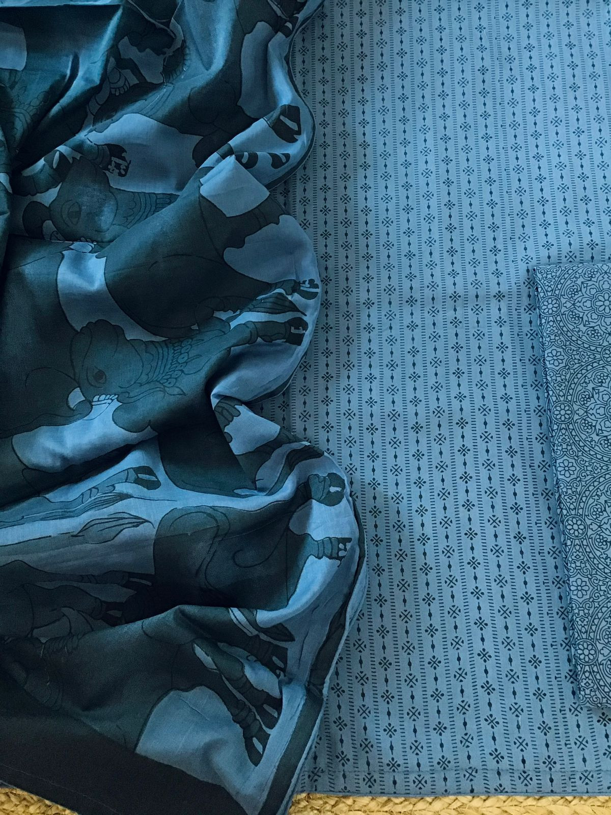 Pure Cotton Printed Suit - Blue