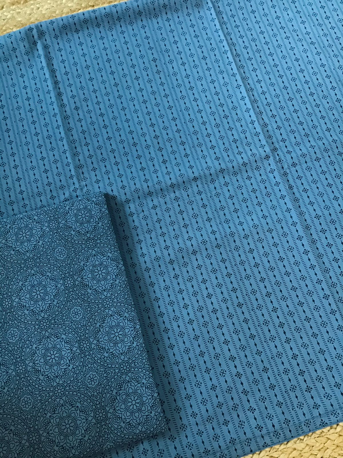 Pure Cotton Printed Suit - Blue