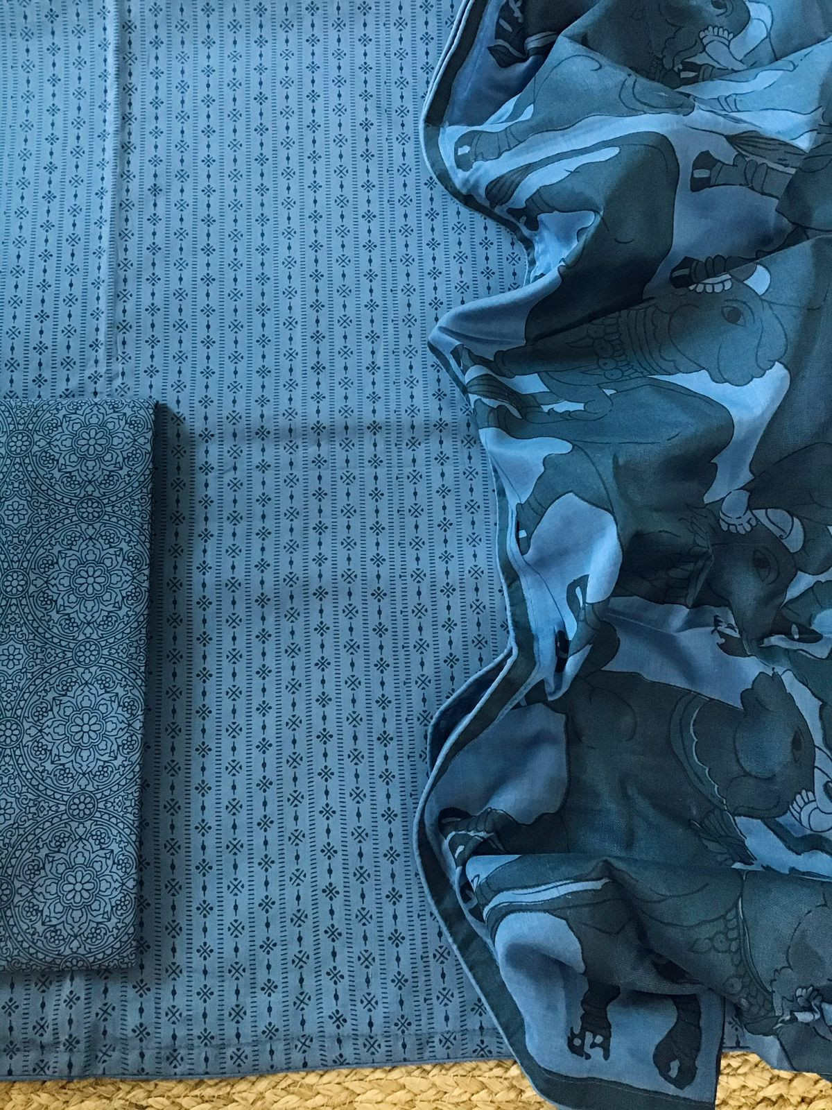 Pure Cotton Printed Suit - Blue