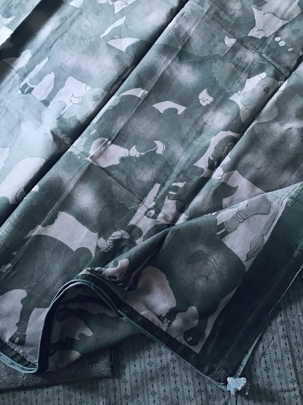 Pure Cotton Printed Suit - Black