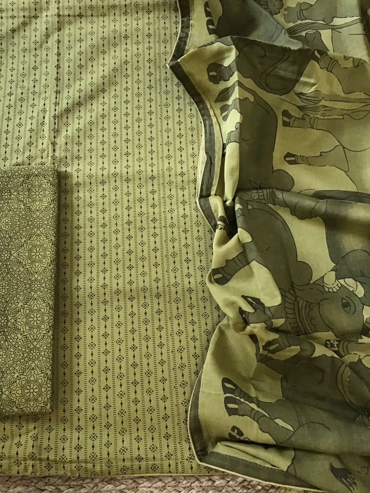 Pure Cotton Printed Suit - Green