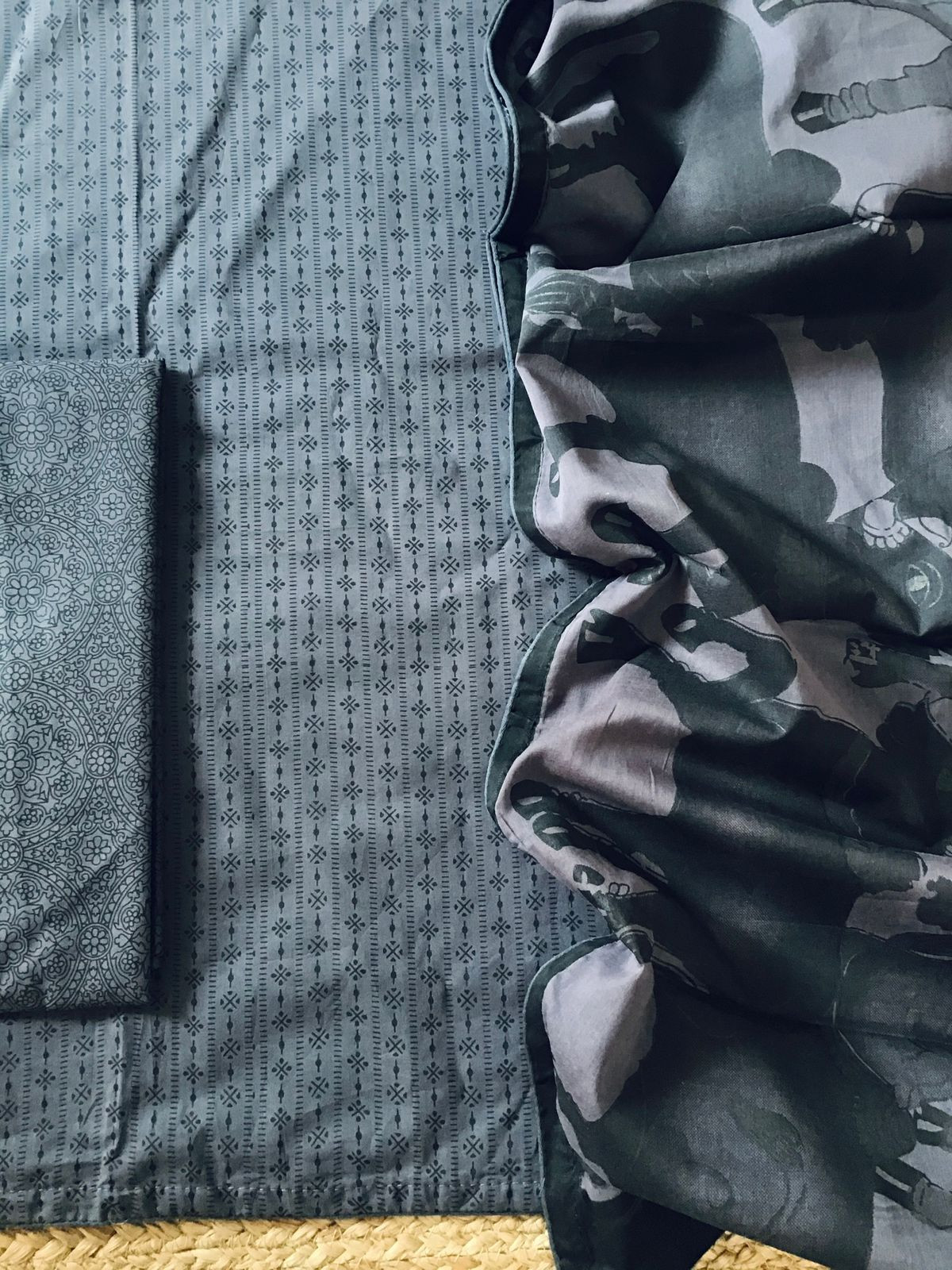 Pure Cotton Printed Suit - Black