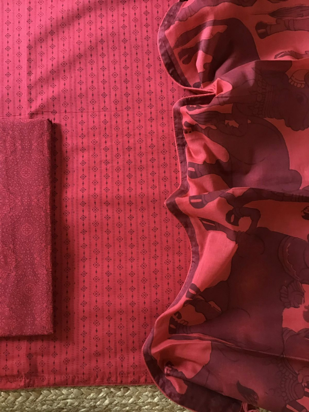 Pure Cotton Printed Suit - Red