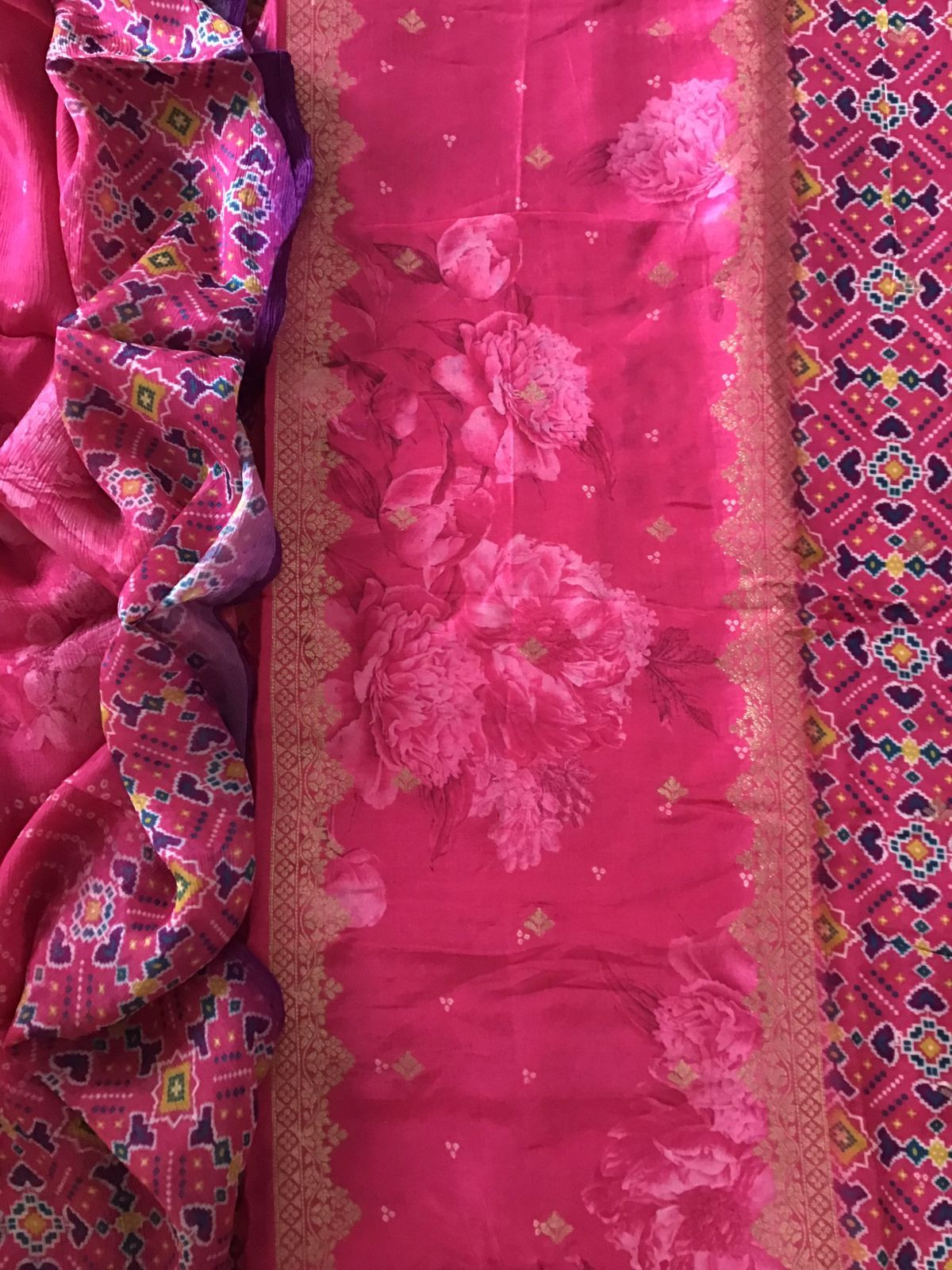 Pure Upada Silk Printed Banarasi Weaved Suit - Pink