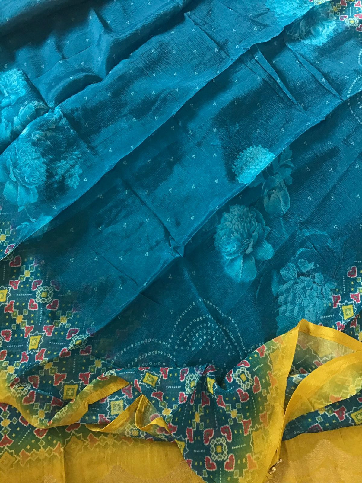 Pure Upada Silk Printed Banarasi Weaved Suit - Blue