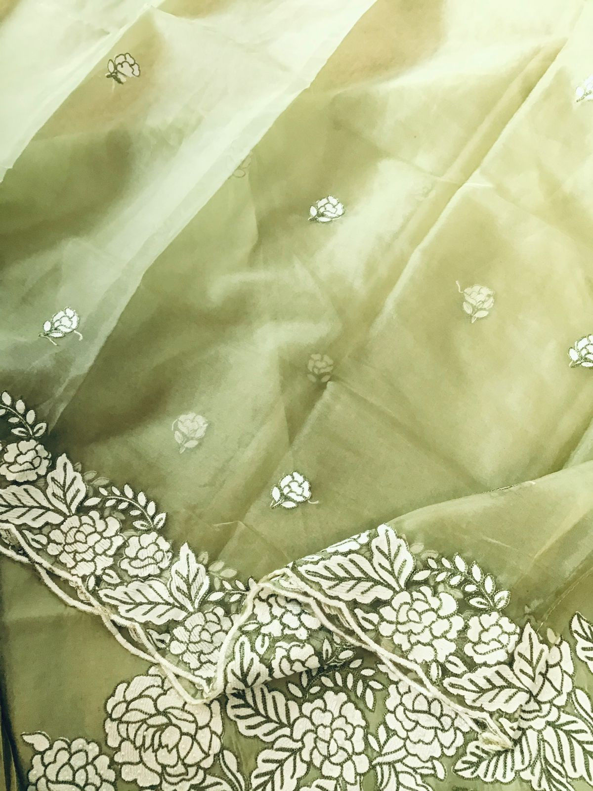 Soft Silk Embroidered Suit - Green