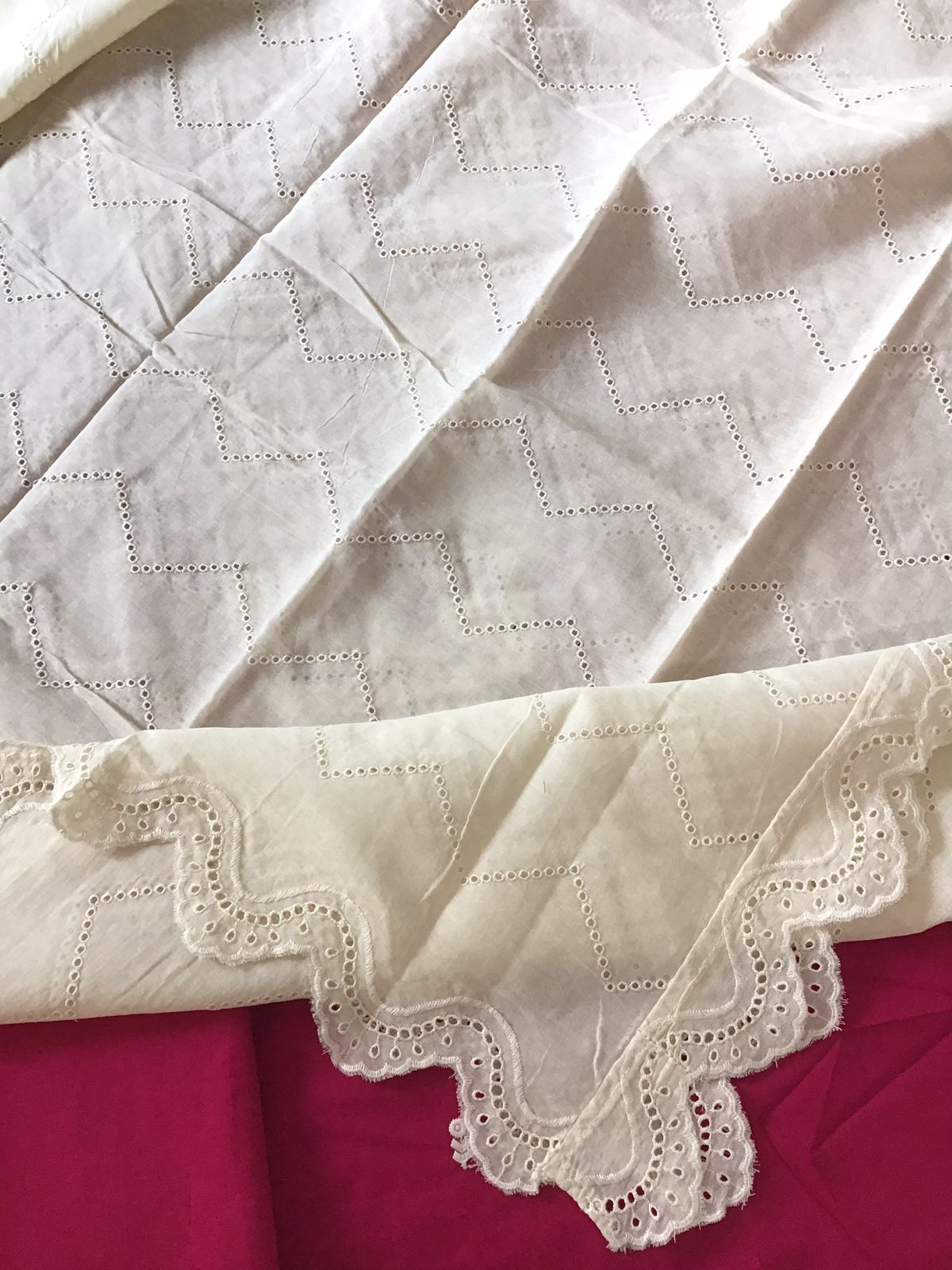 Pure Cotton Embroidered Suit - Pink