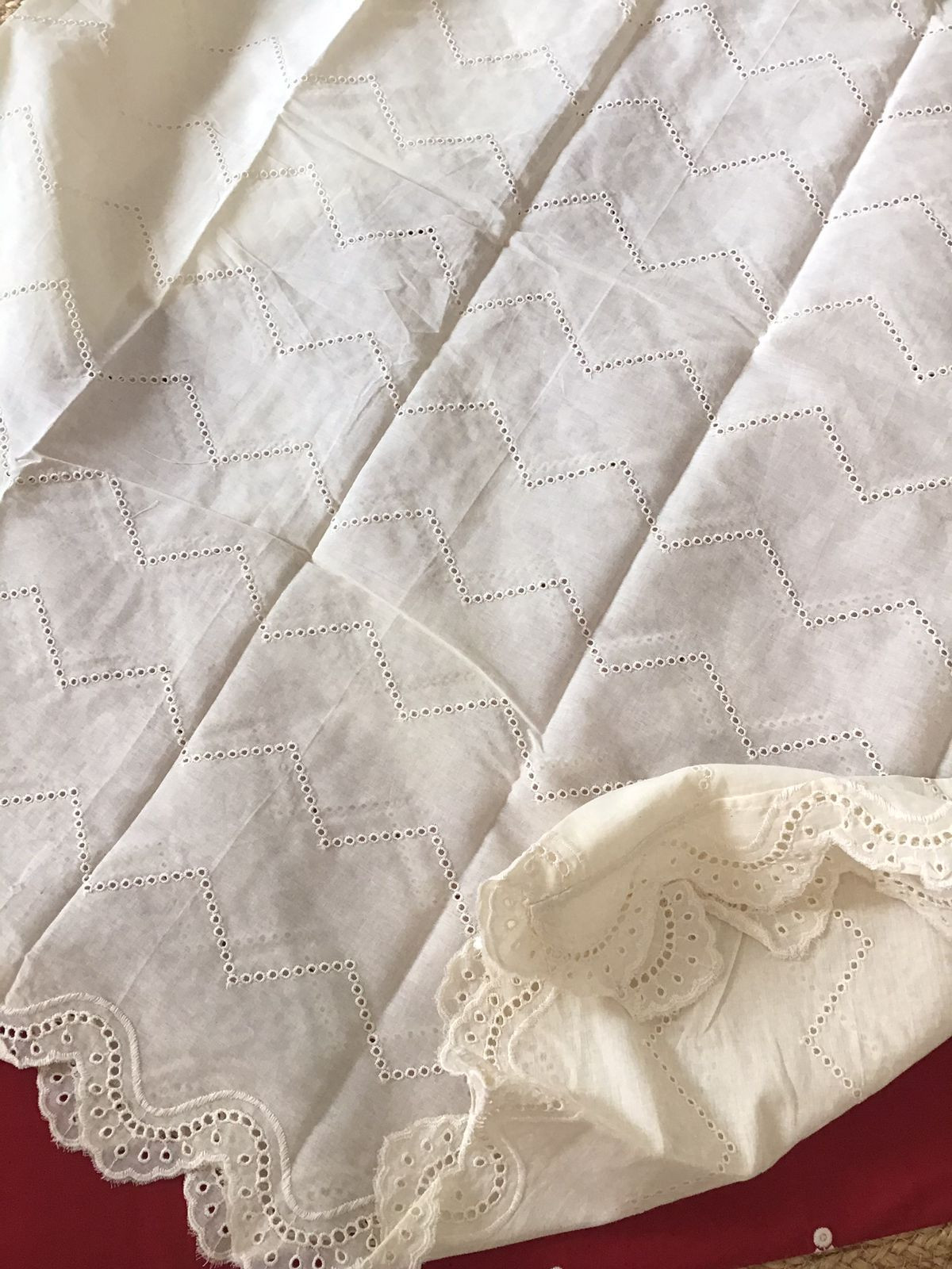 Pure Cotton Embroidered Suit - Red