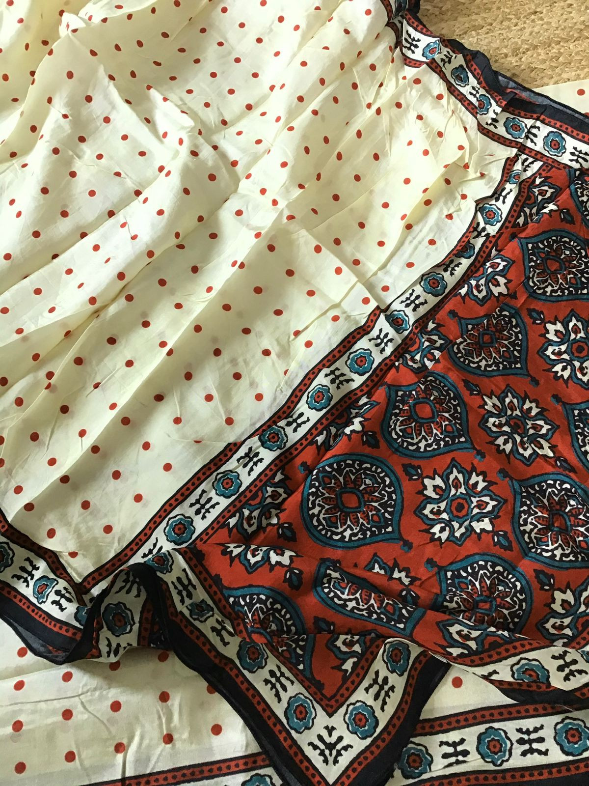 Soft Dola Silk Printed Top Dupatta Set - Off White