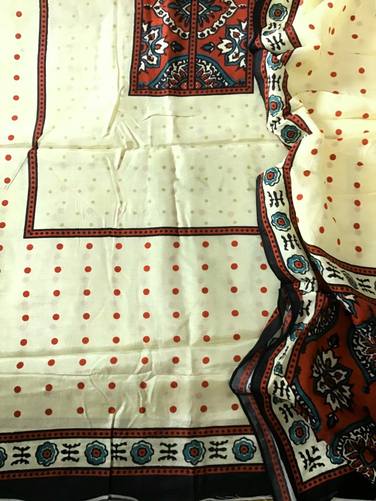 Soft Dola Silk Printed Top Dupatta Set - Off White