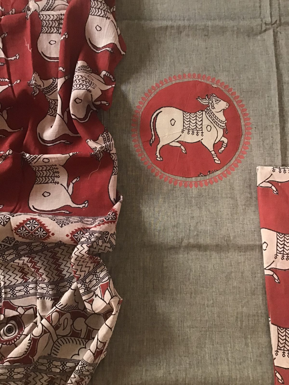 Pure Handloom Cotton Printed Embroidered Suit - Brown