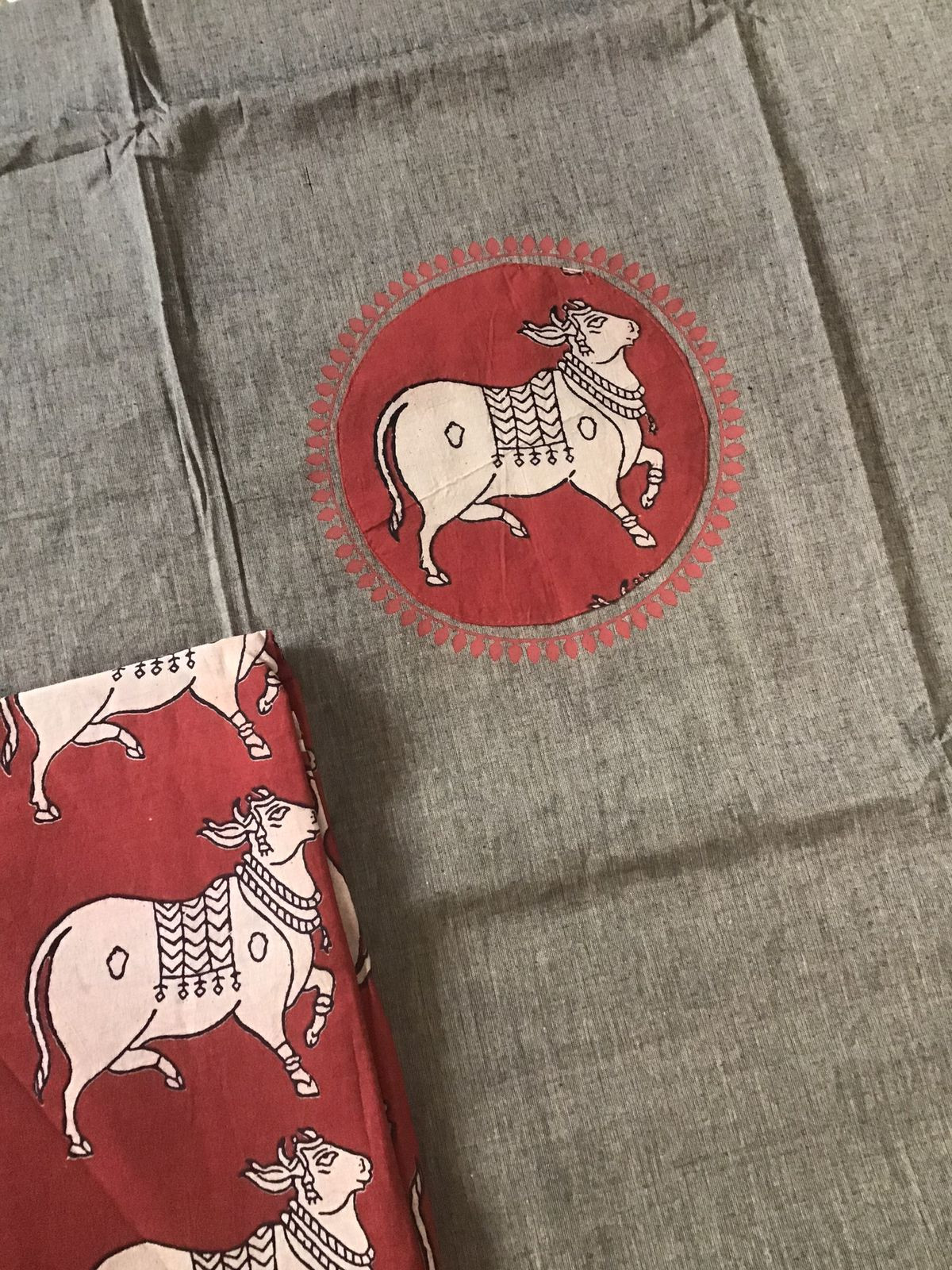 Pure Handloom Cotton Printed Embroidered Suit - Brown