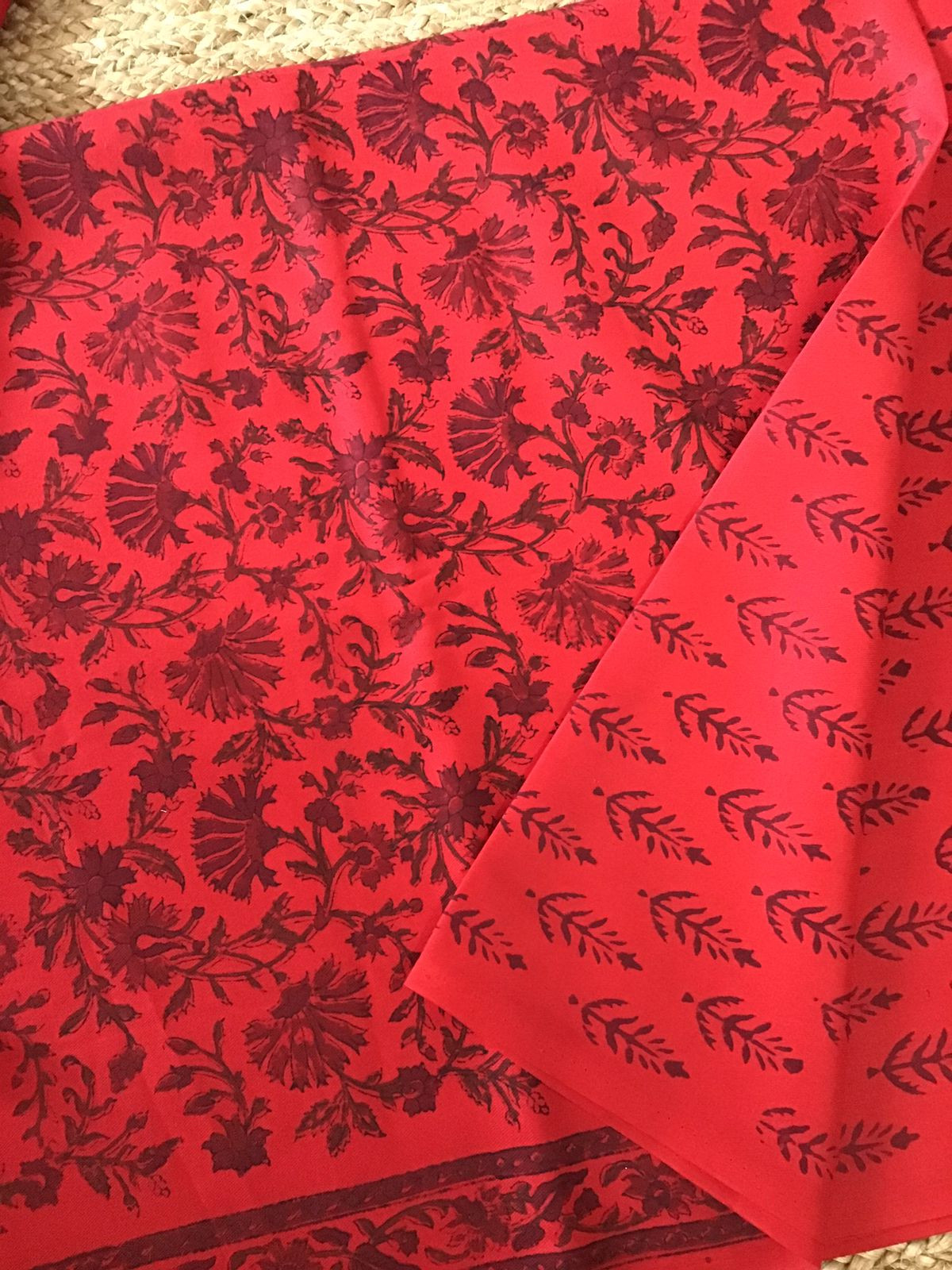 Pure Woollen Cotton Silk Printed Suit - Red