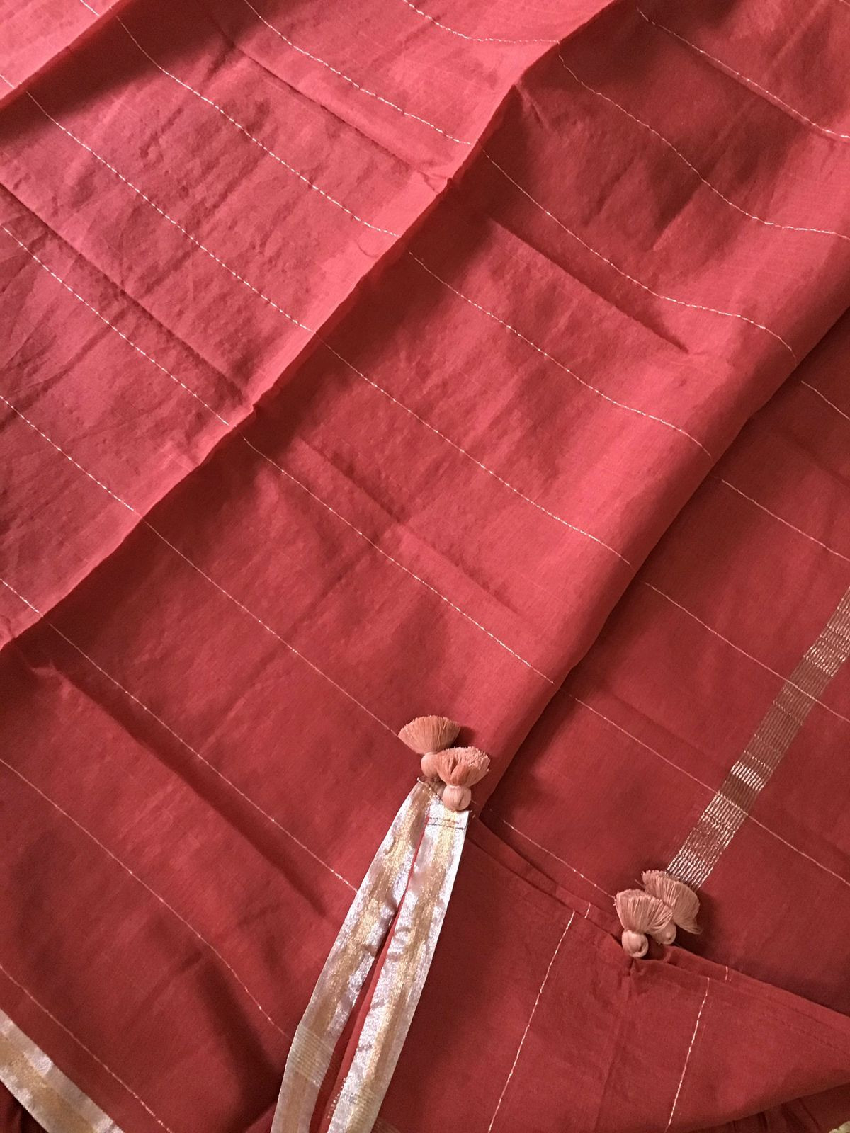 Pure Mul Chanderi Embroidered Suit - Maroon