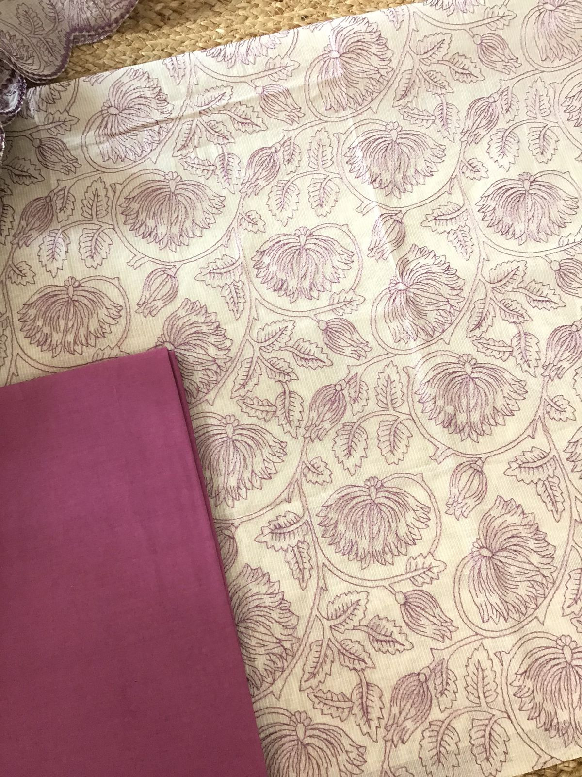 Pure Maheshwari Embroidered Suit - Off White