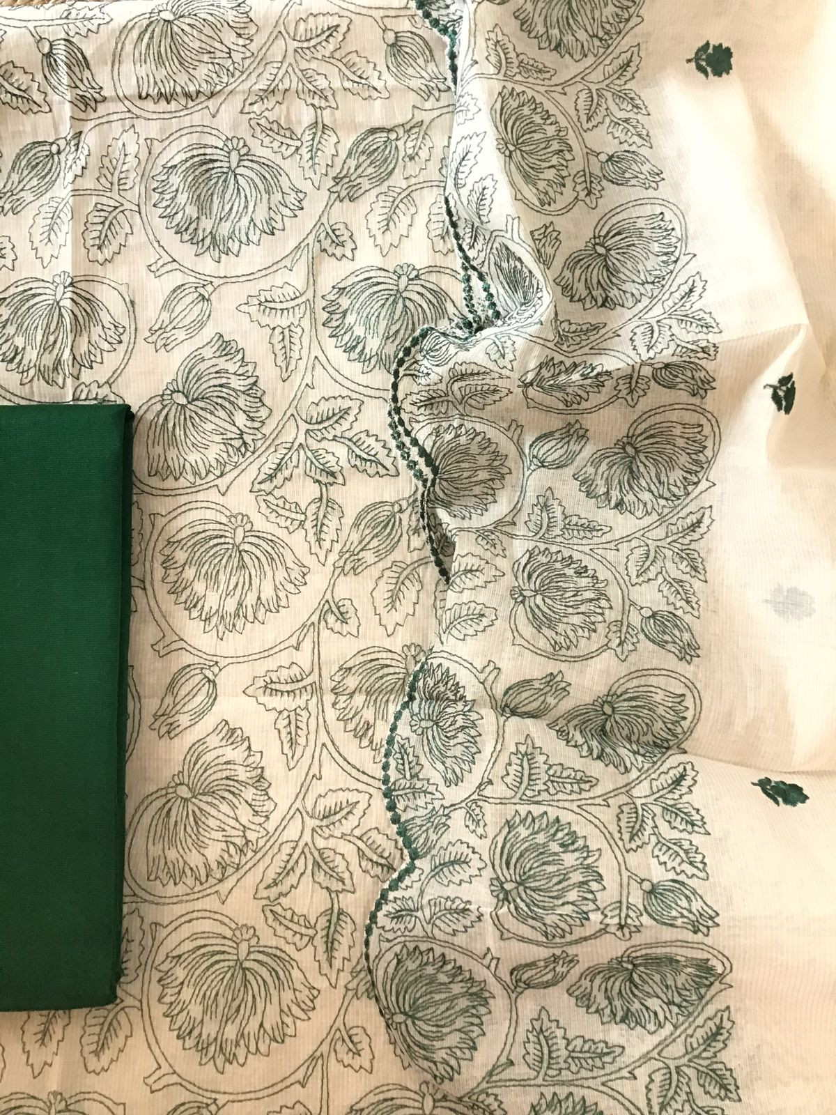 Pure Maheshwari Embroidered Suit - Off White