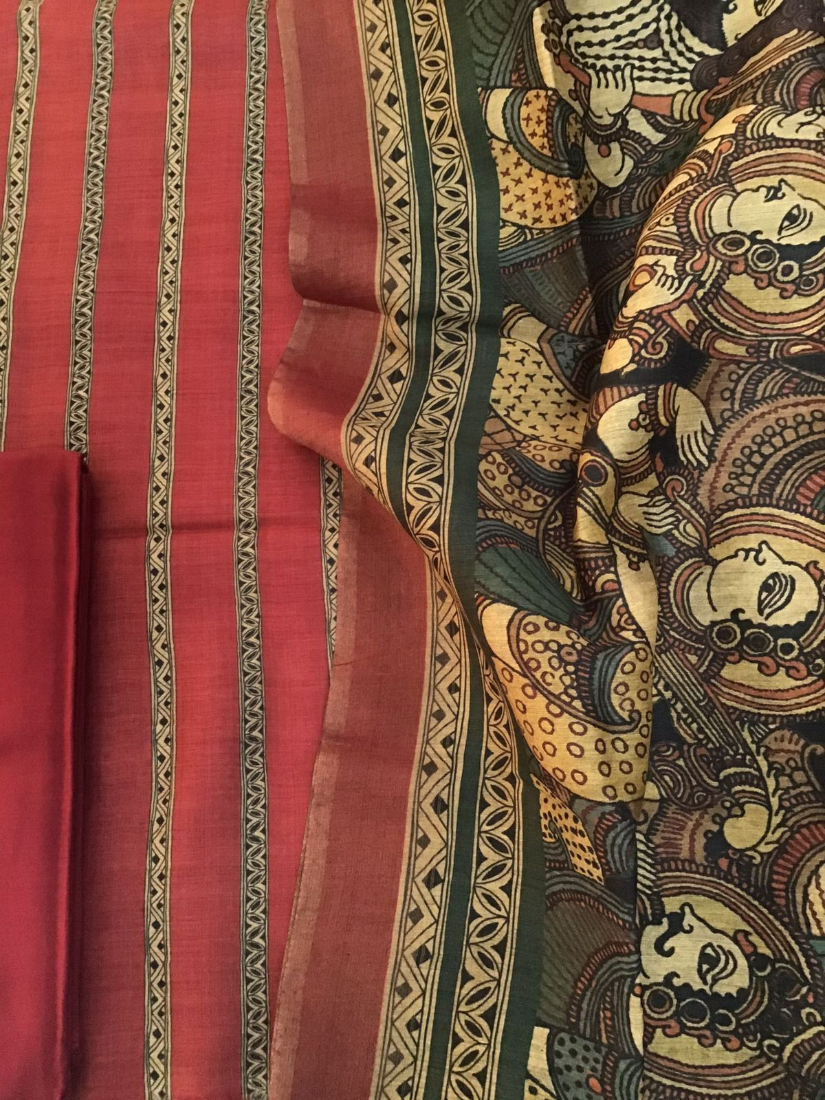 Pure Munga Silk Printed Suit - Red