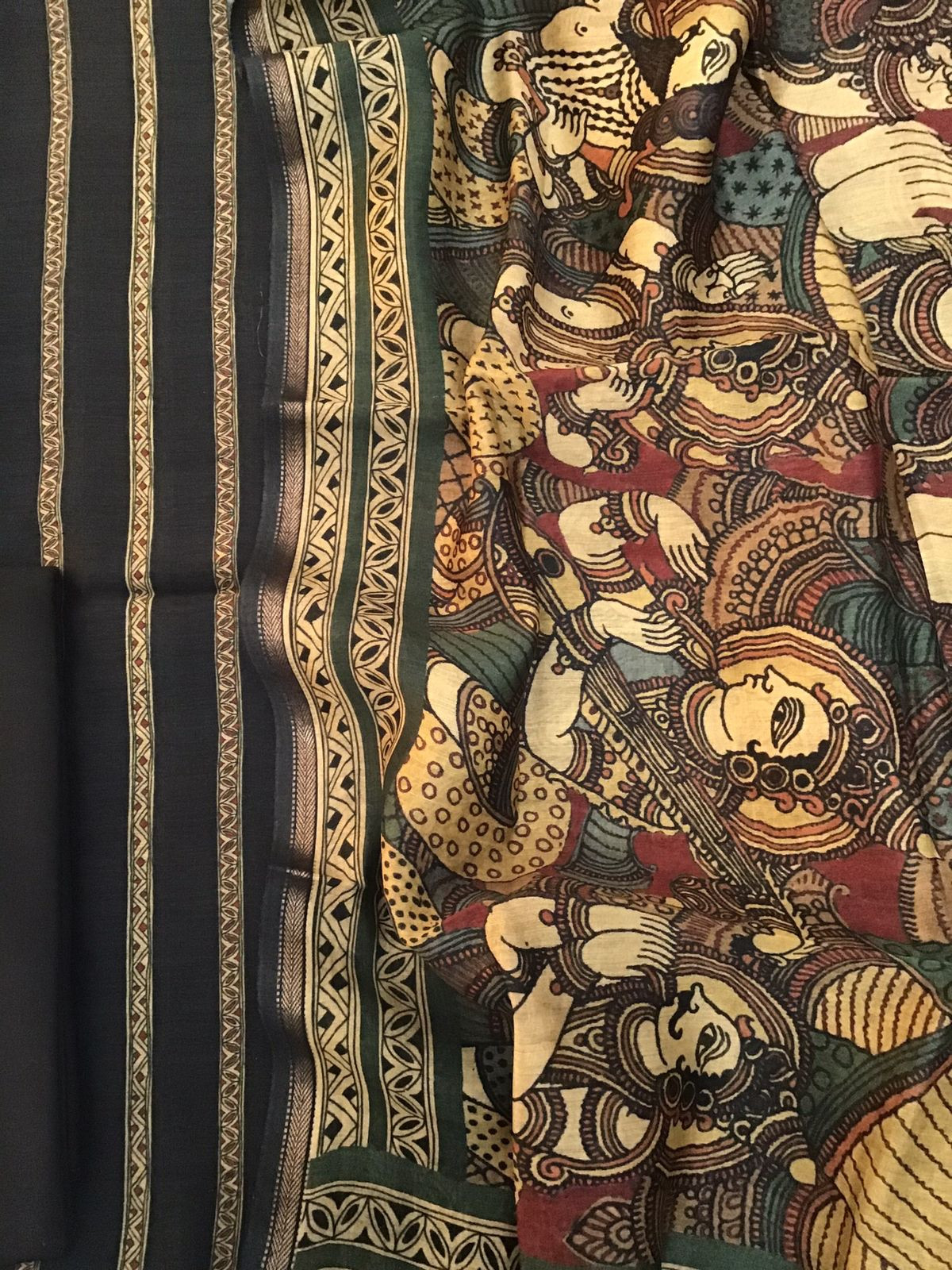 Pure Munga Silk Printed Suit - Black