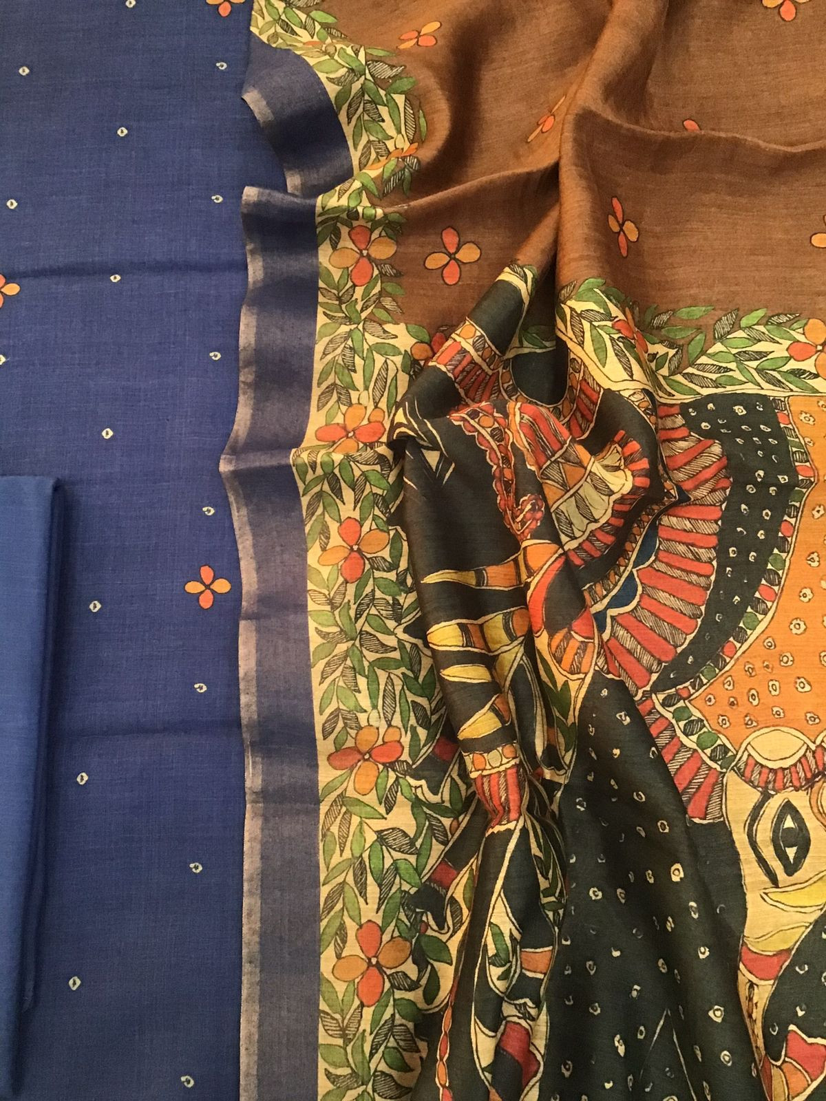 Pure Munga Silk Printed Suit - Blue