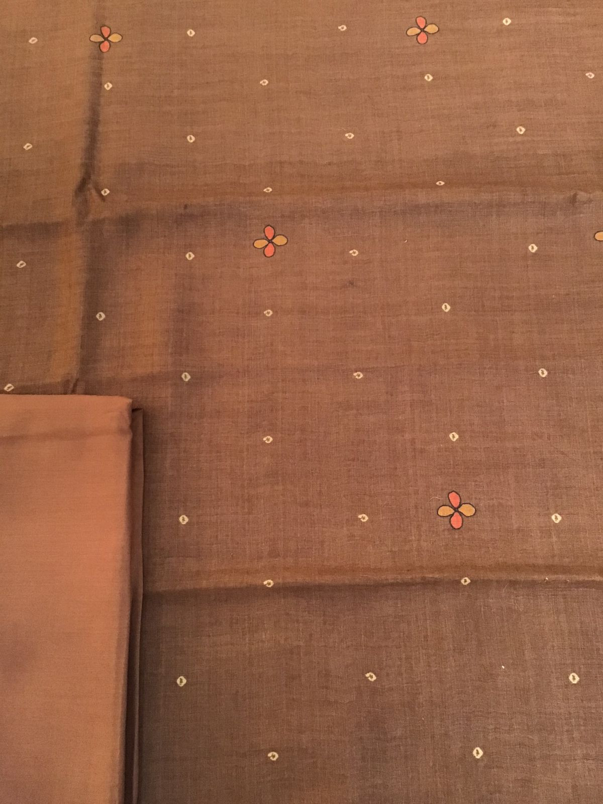 Pure Munga Silk Printed Suit - Brown