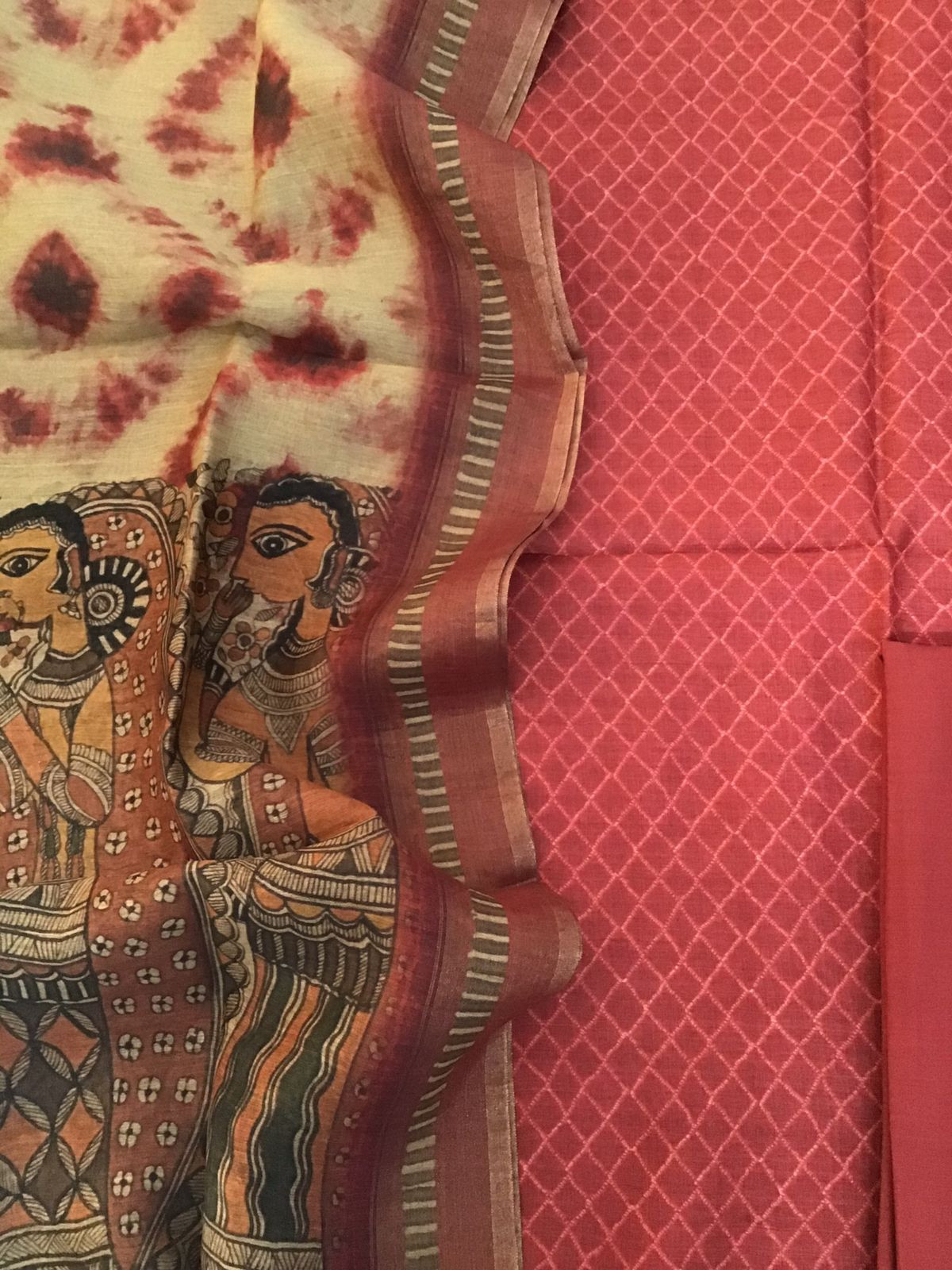 Pure Munga Silk Printed Suit - Red