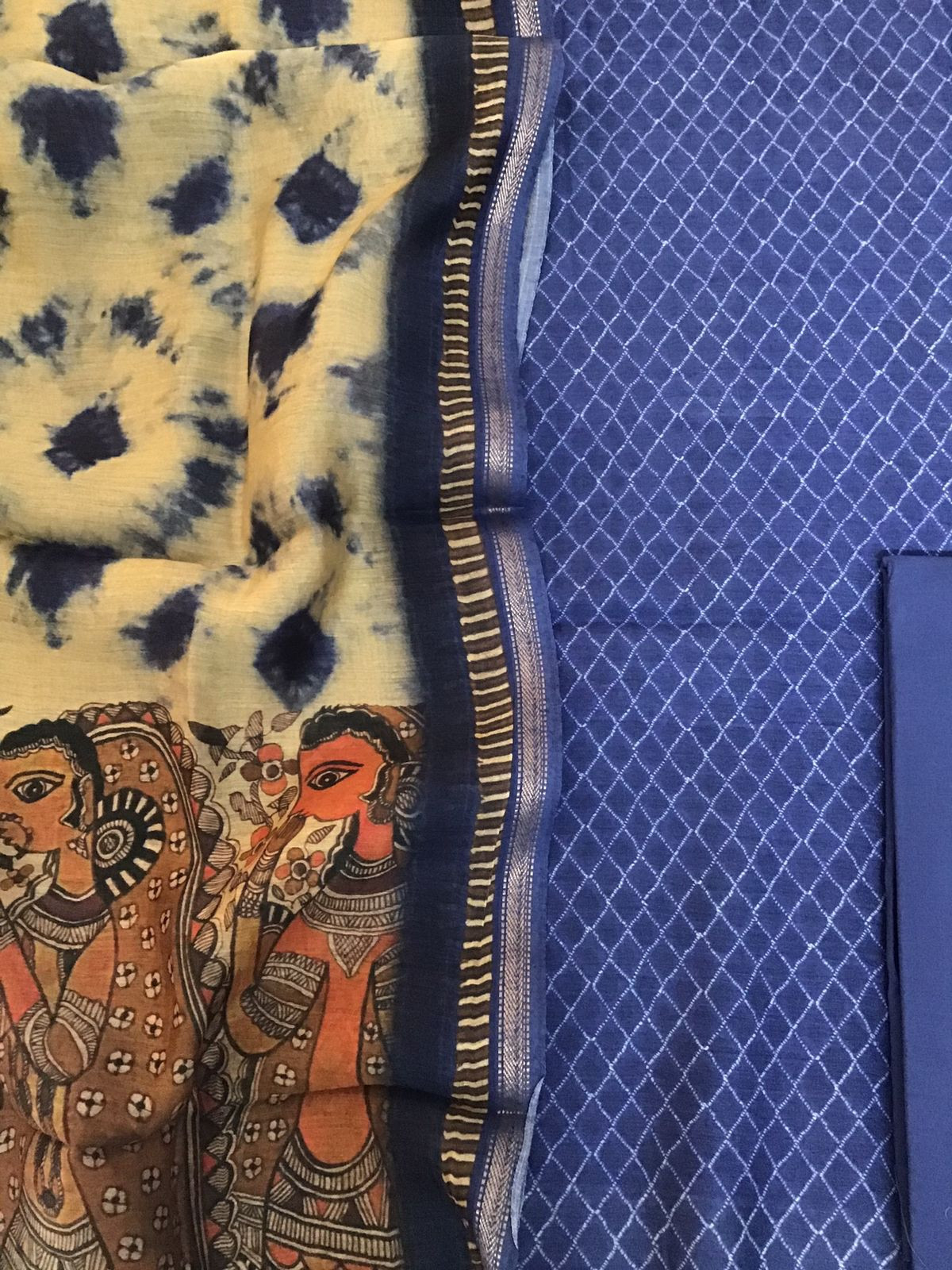 Pure Munga Silk Printed Suit - Blue