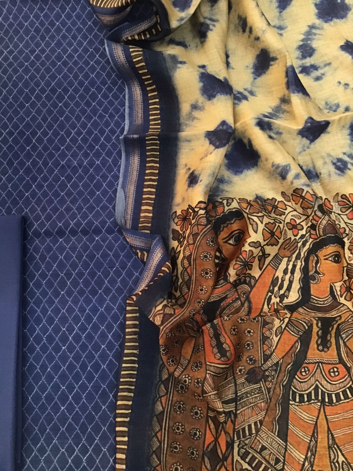 Pure Munga Silk Printed Suit - Blue