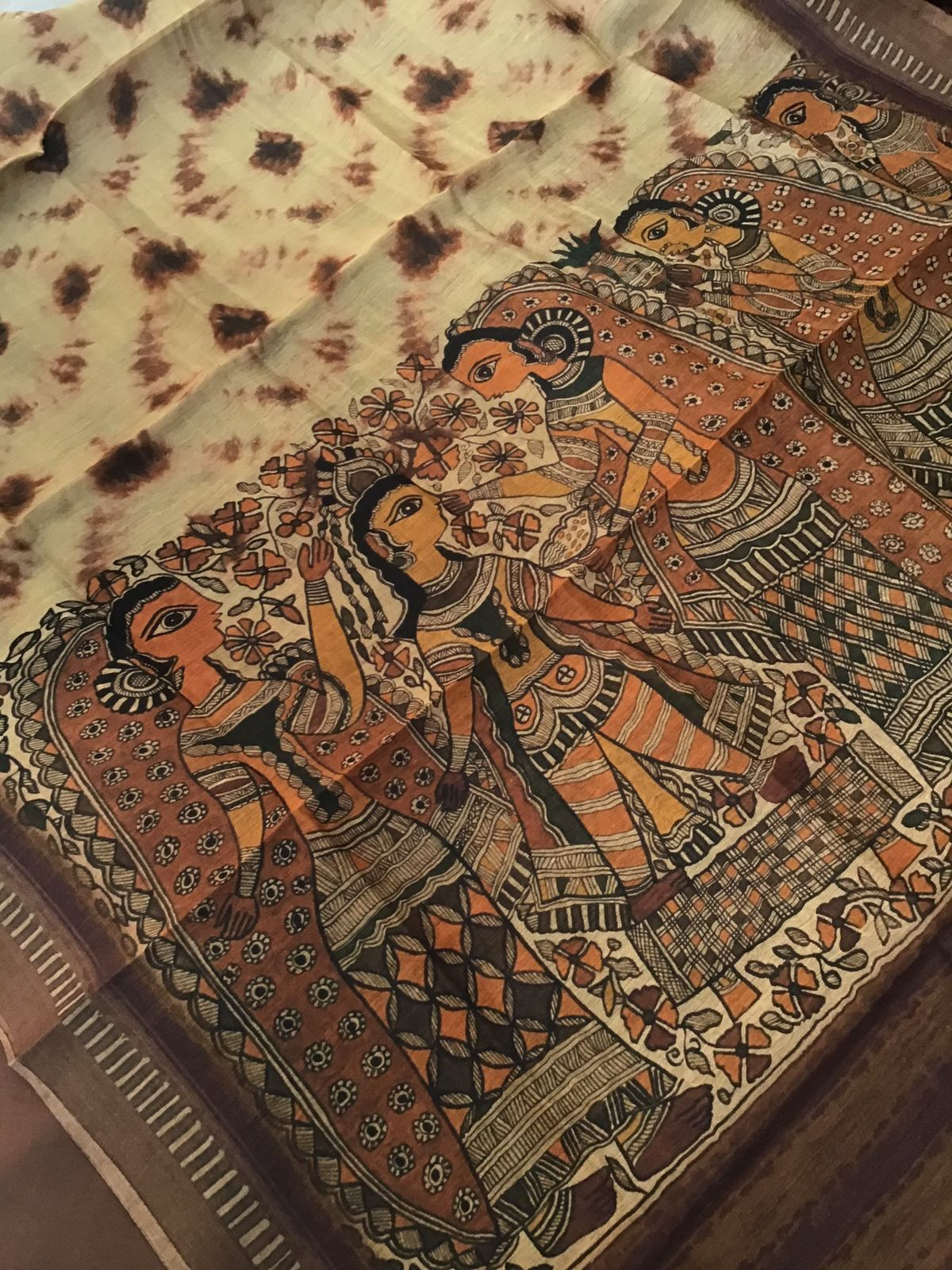 Pure Munga Silk Printed Suit - Brown