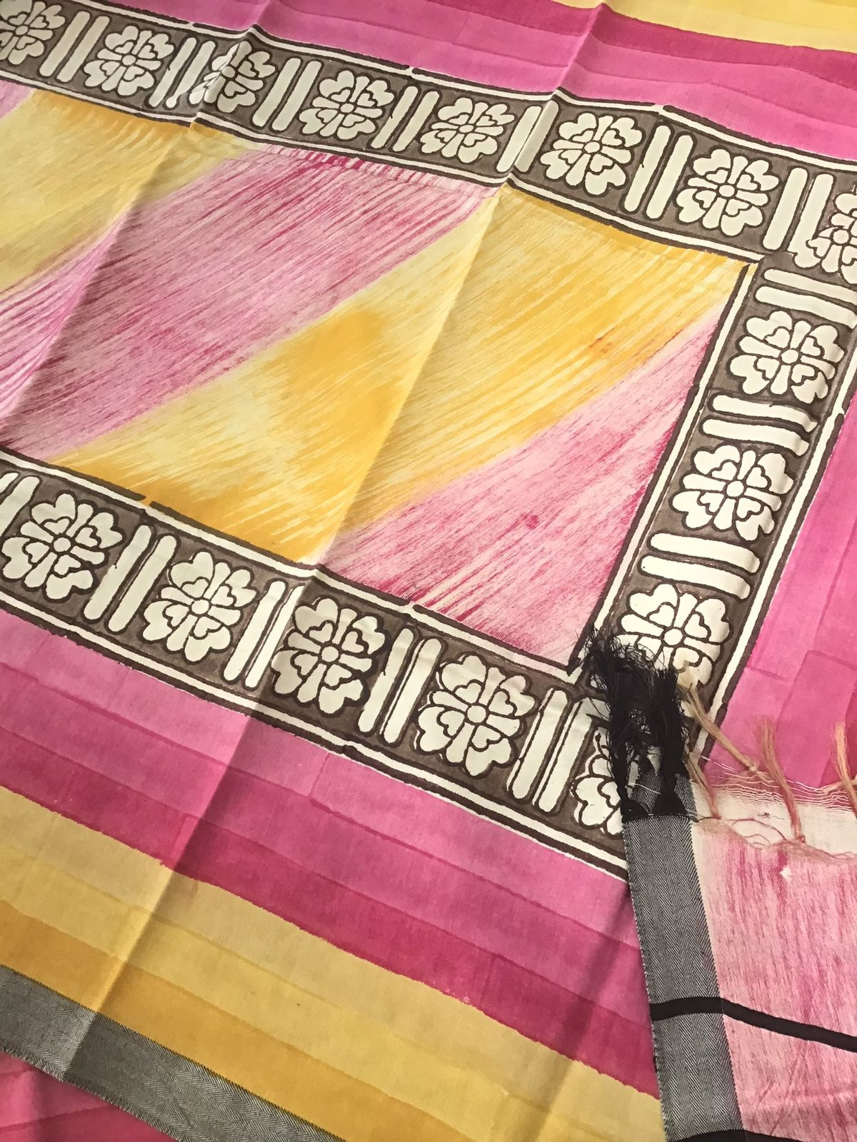 Soft Woollen Spun Silk Printed Suit - Cream