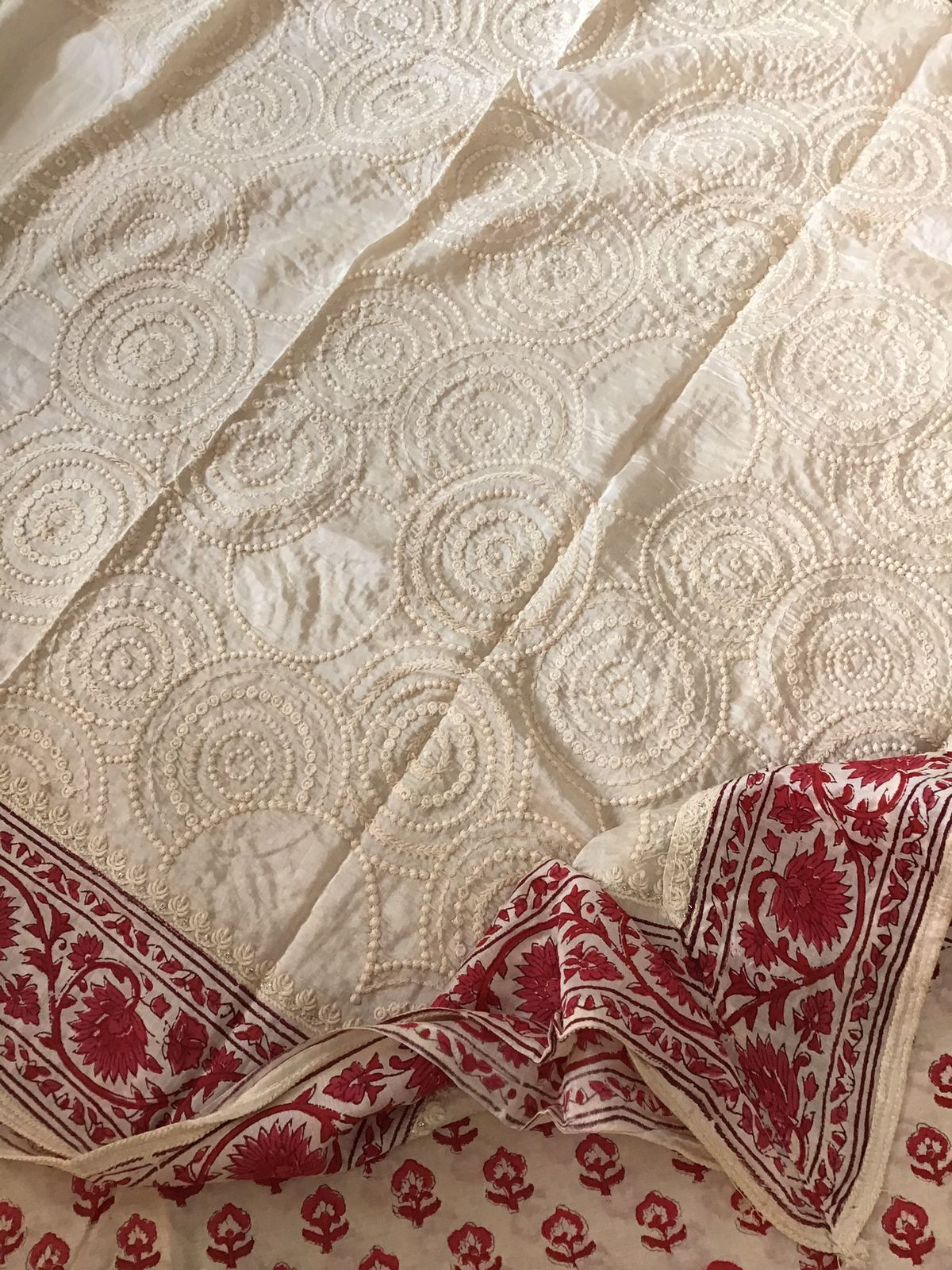 Pure Muslin Printed Embroidered Suit - Offwhite