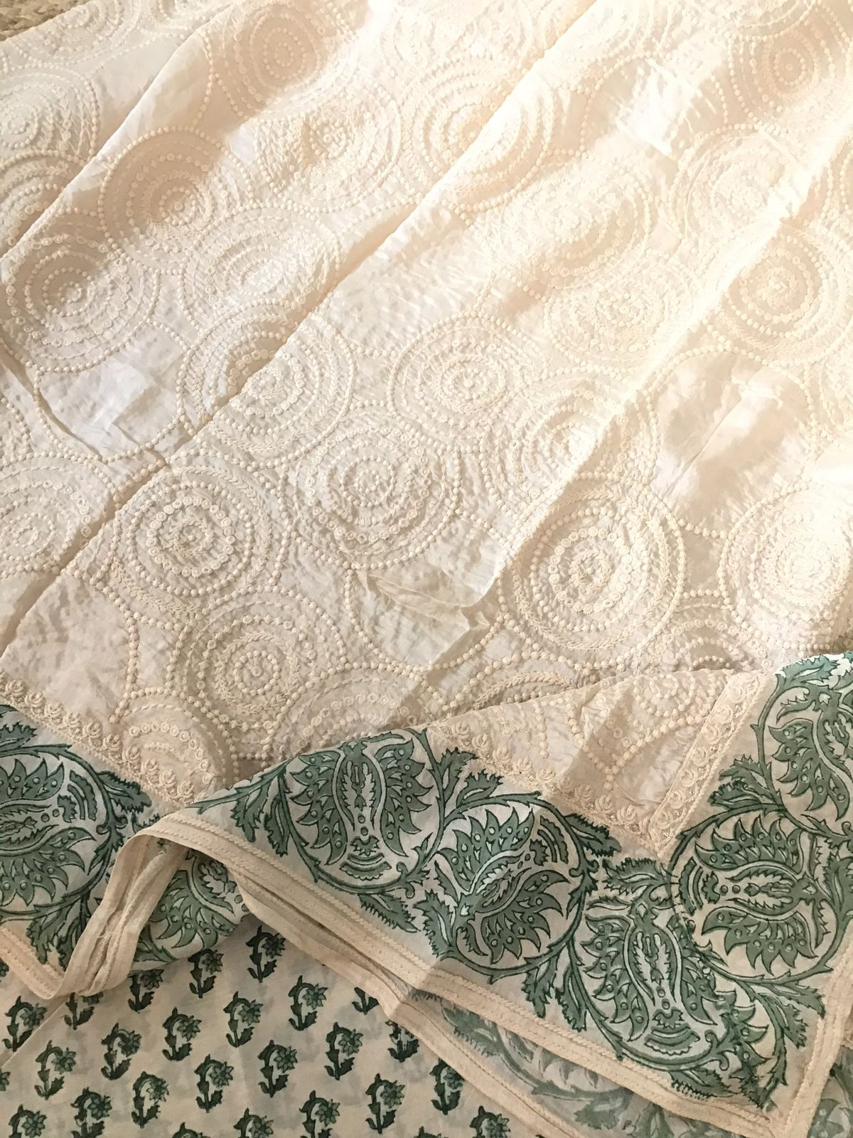 Pure Muslin Printed Embroidered Suit - Offwhite