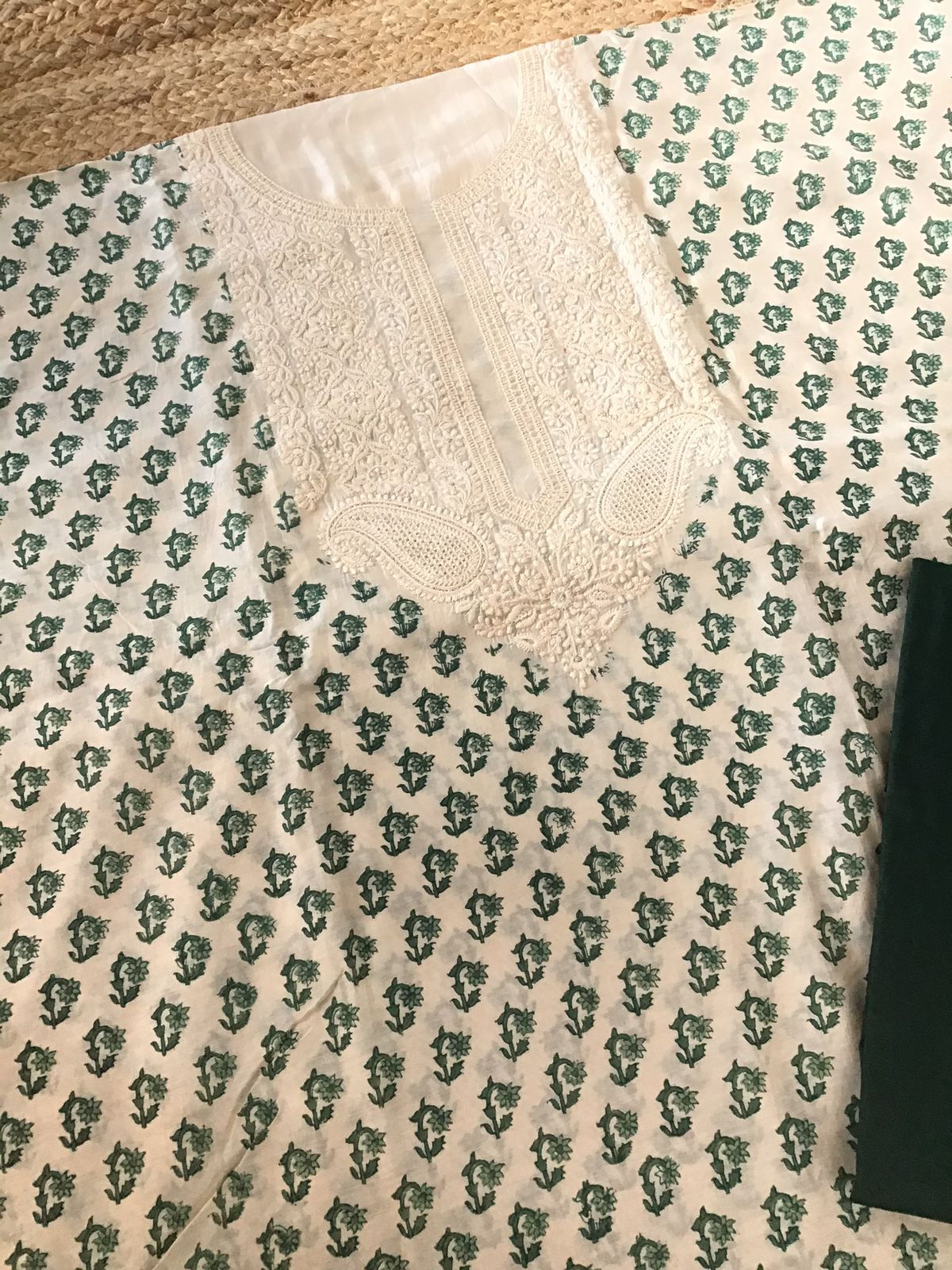 Pure Muslin Printed Embroidered Suit - Offwhite