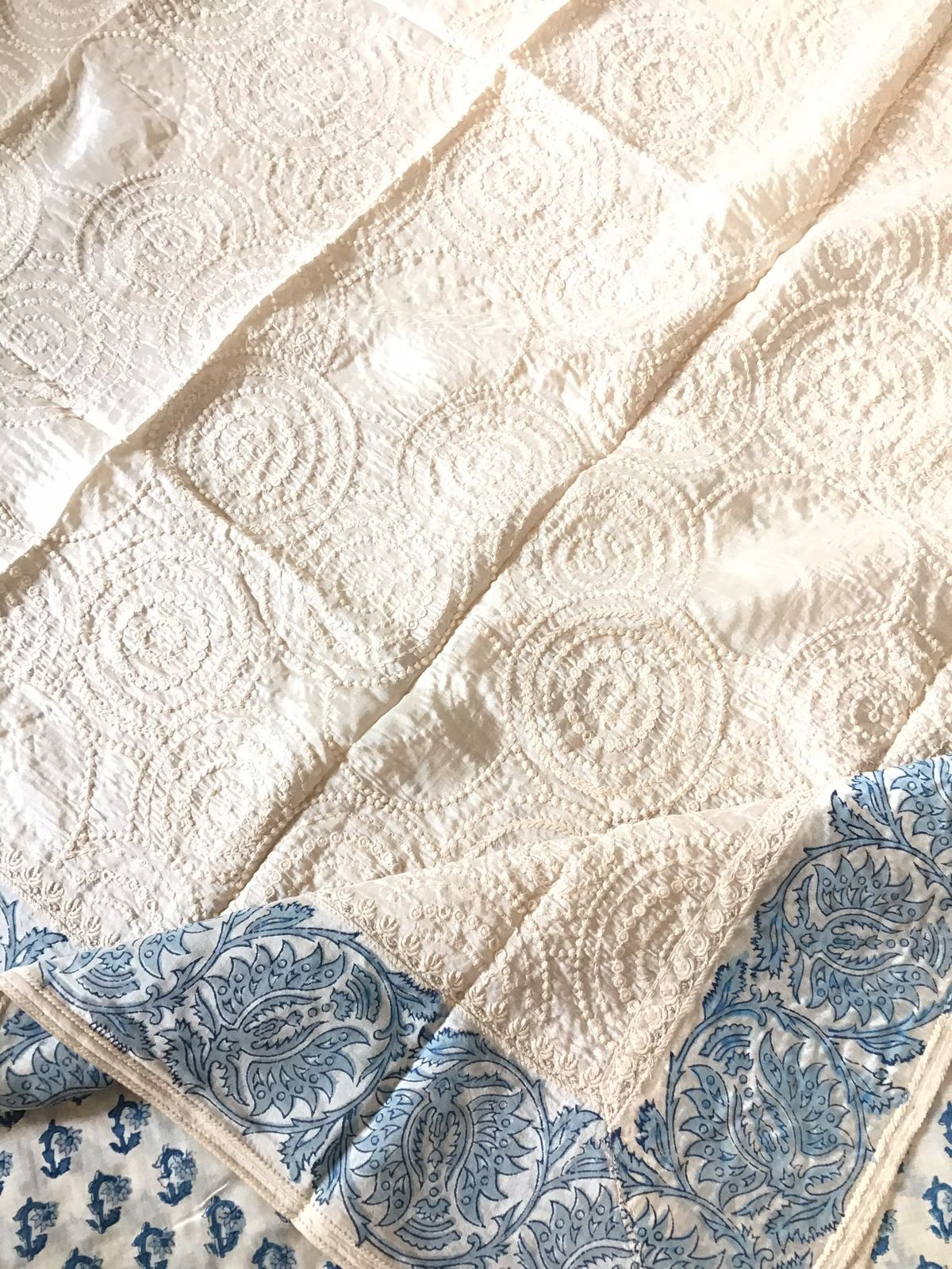 Pure Muslin Printed Embroidered Suit - Offwhite