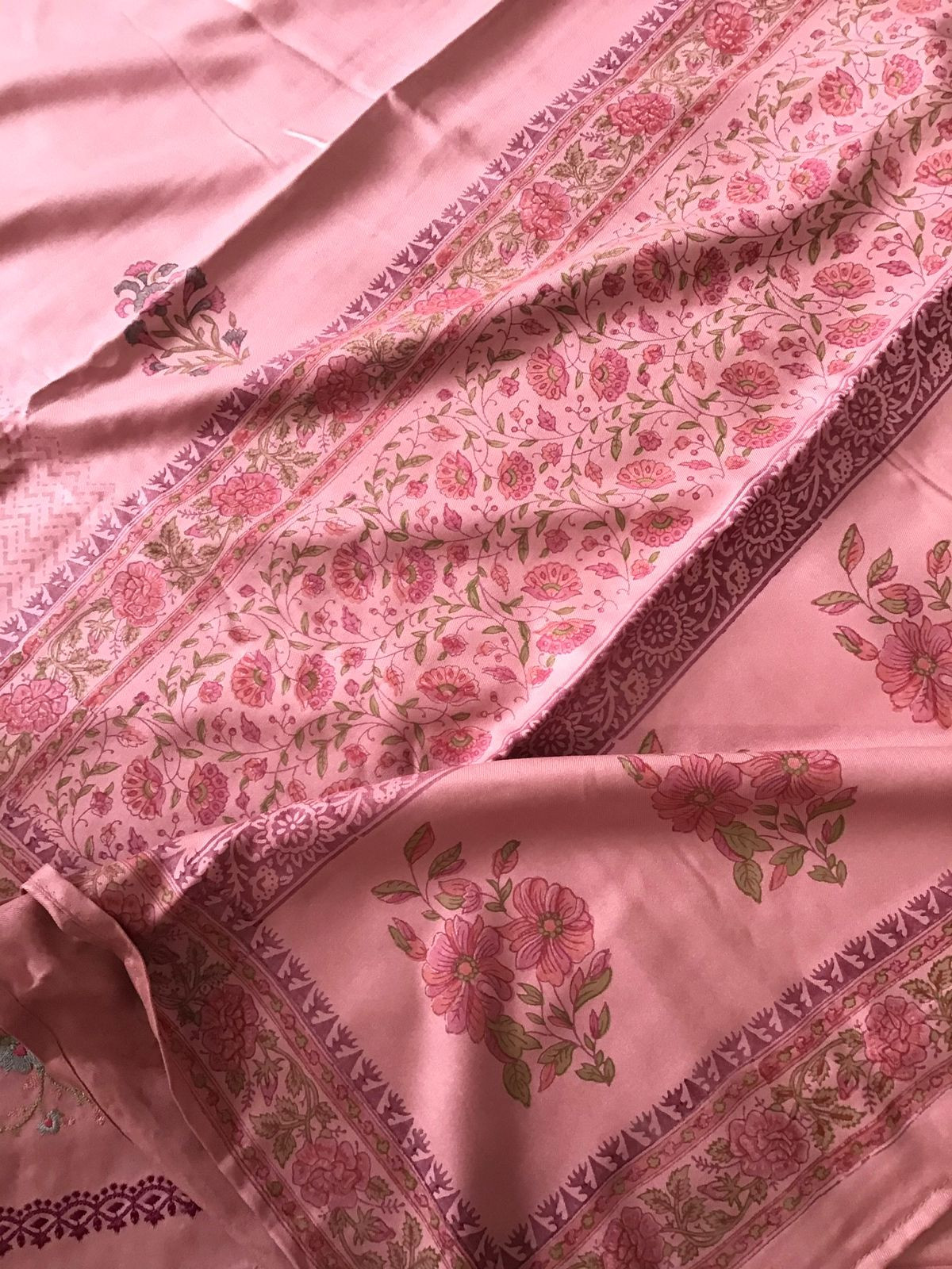 Soft Woollen Spun Silk Embroidered Suit - Pink