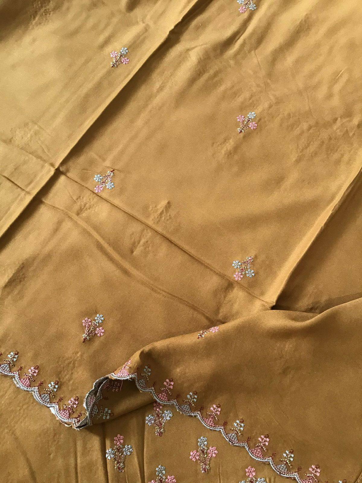 Soft Woollen Spun Silk Embroidered Suit - Mustard Yellow