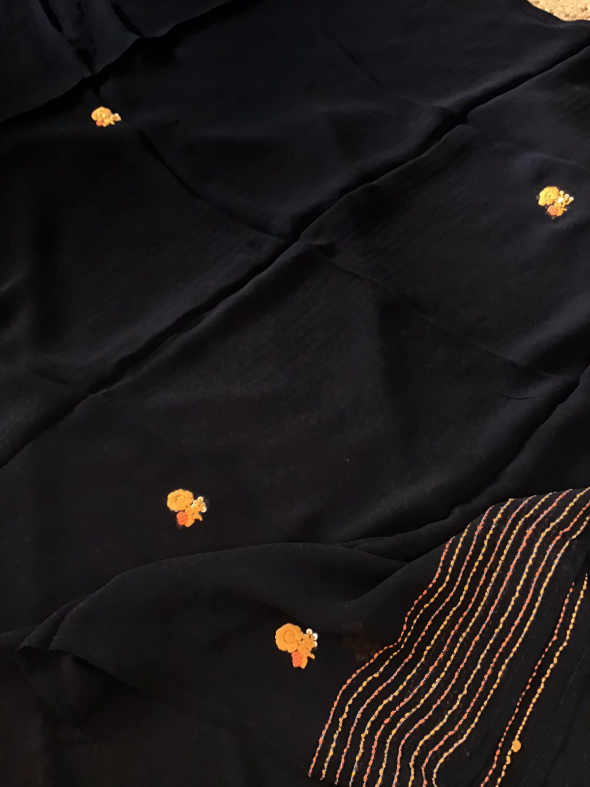 Soft Georgette Embroidered Suit - Black