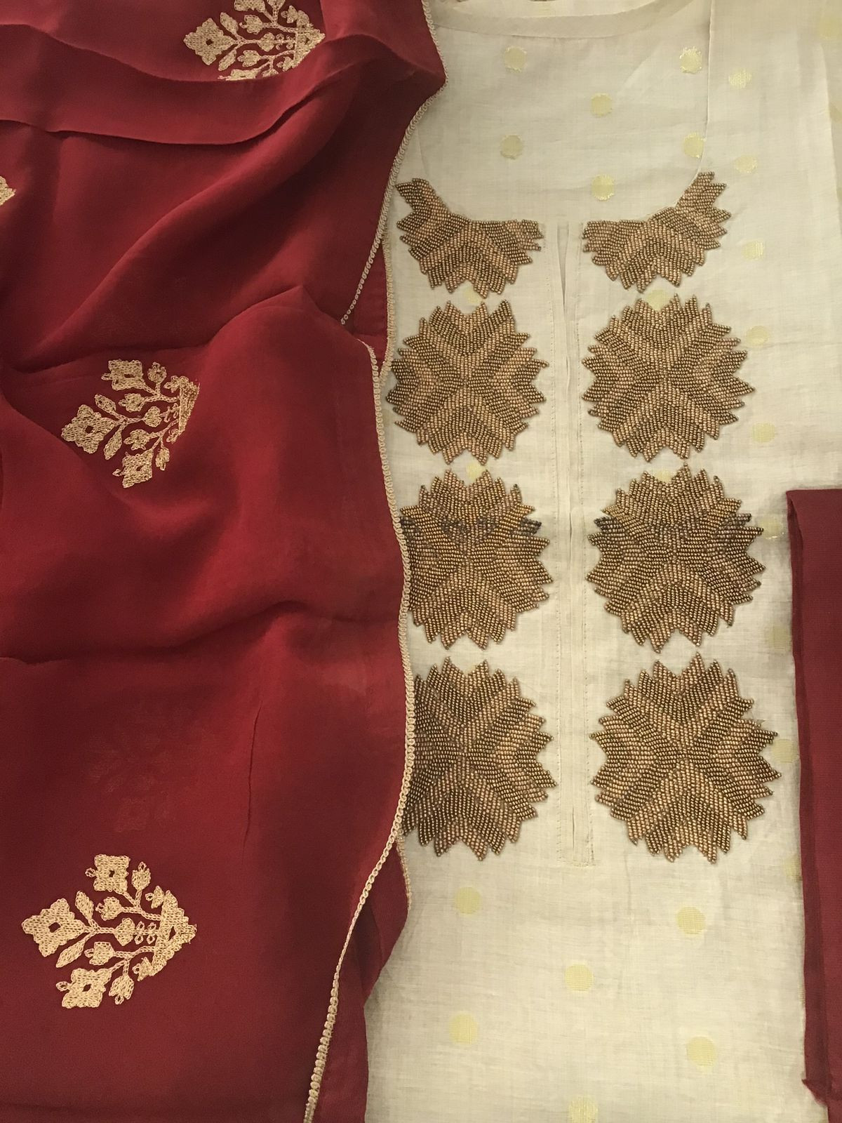 Pure Khadi Chanderi Banarasi Weaved Embroidered Suit - Beige