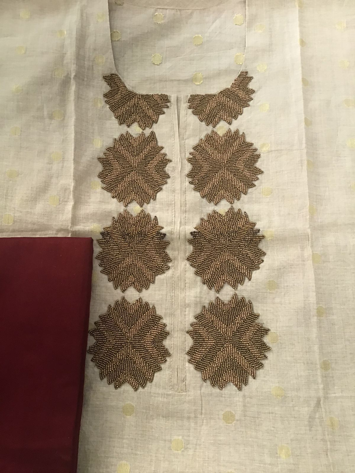 Pure Khadi Chanderi Banarasi Weaved Embroidered Suit - Beige