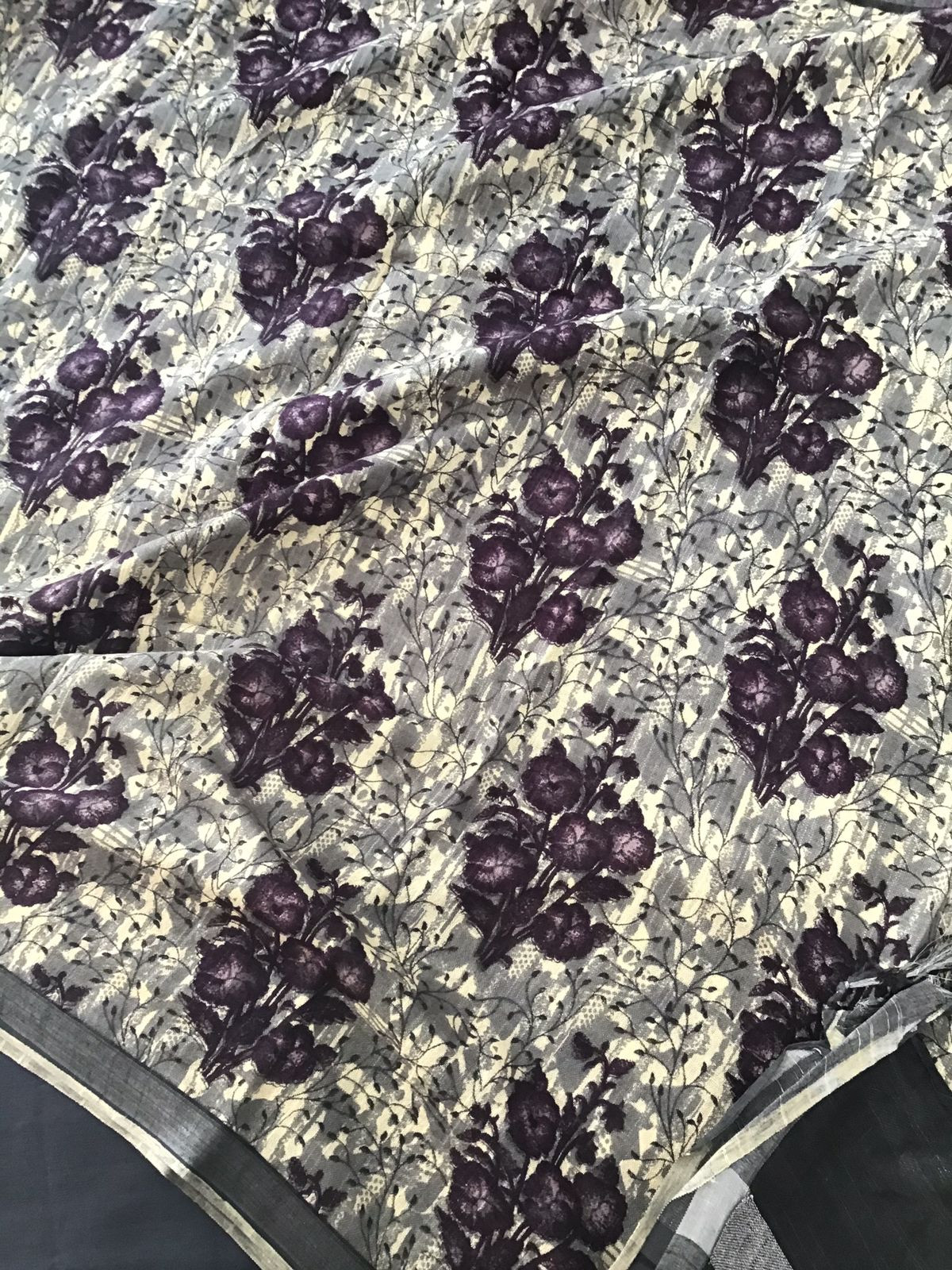 Pure Linen Jute Cotton Silk Printed Suit - Blue