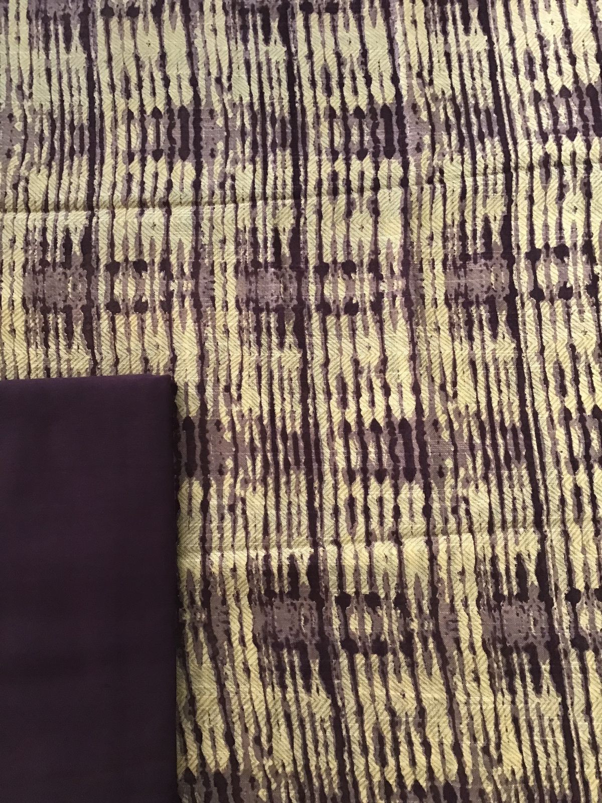 Pure Linen Jute Cotton Silk Printed Suit - Purple