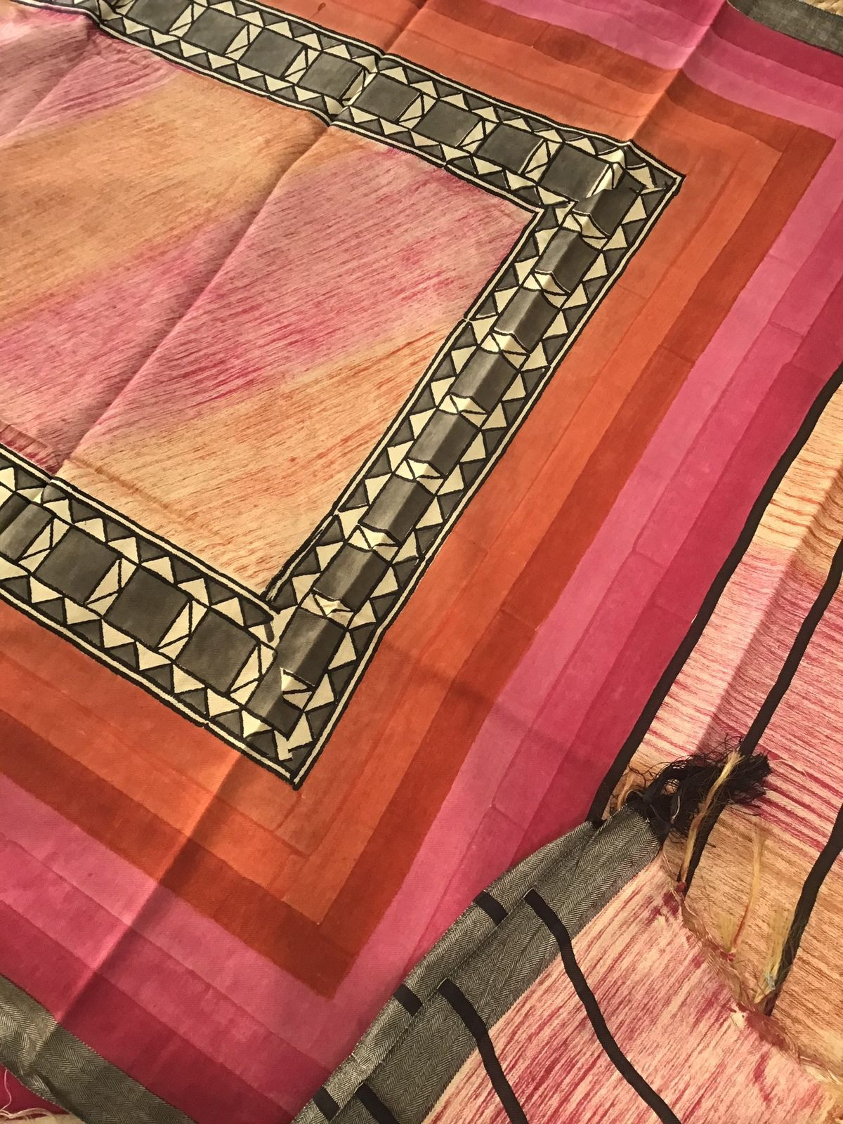 Soft Woollen Spun Silk Printed Suit - Cream