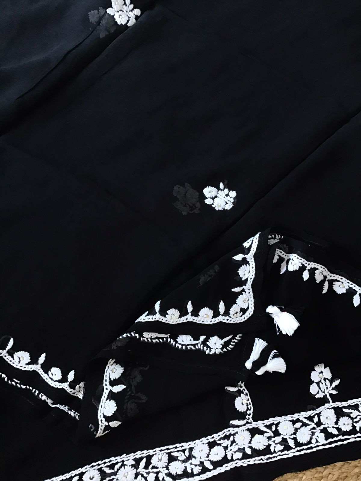 Soft Georgette Embroidered Suit - Black