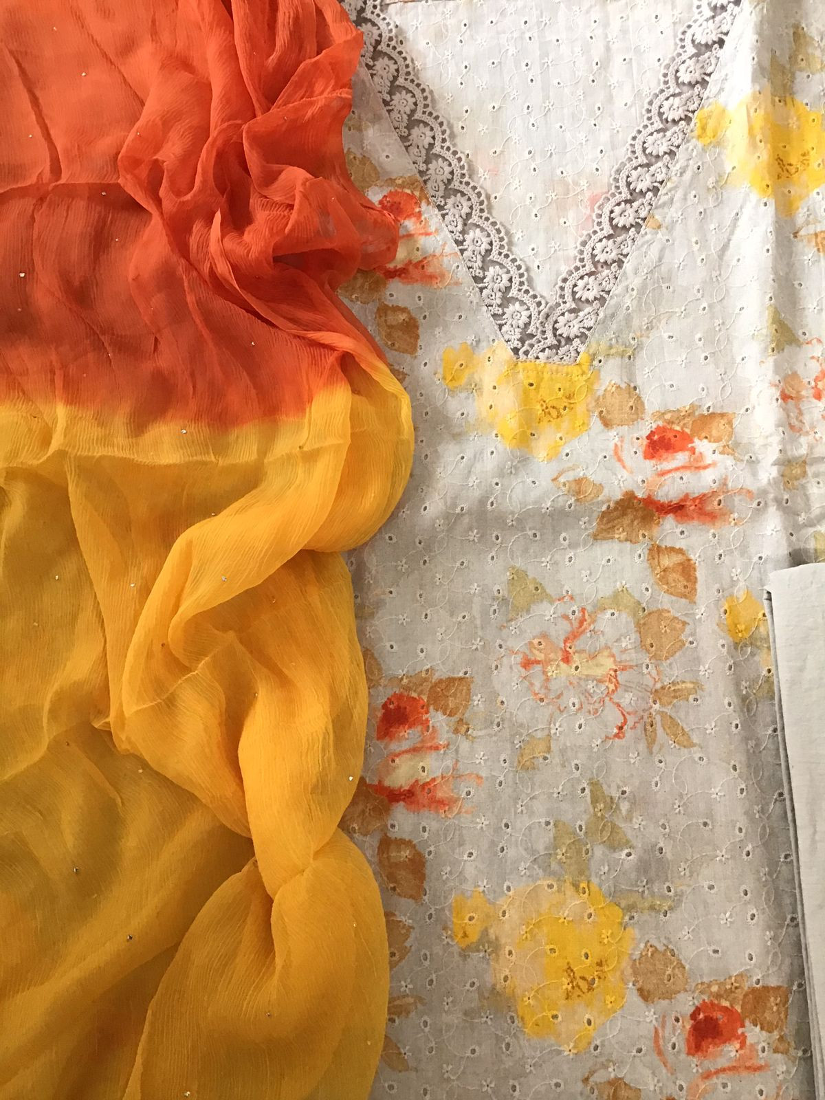 Pure Cotton Printed Embroidered Suit - Grey