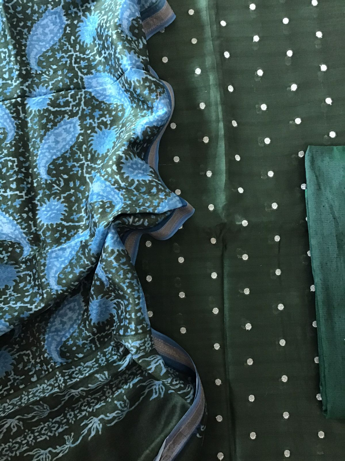 Pure Maheshwari Silk Printed Banarasi Weaved - Green